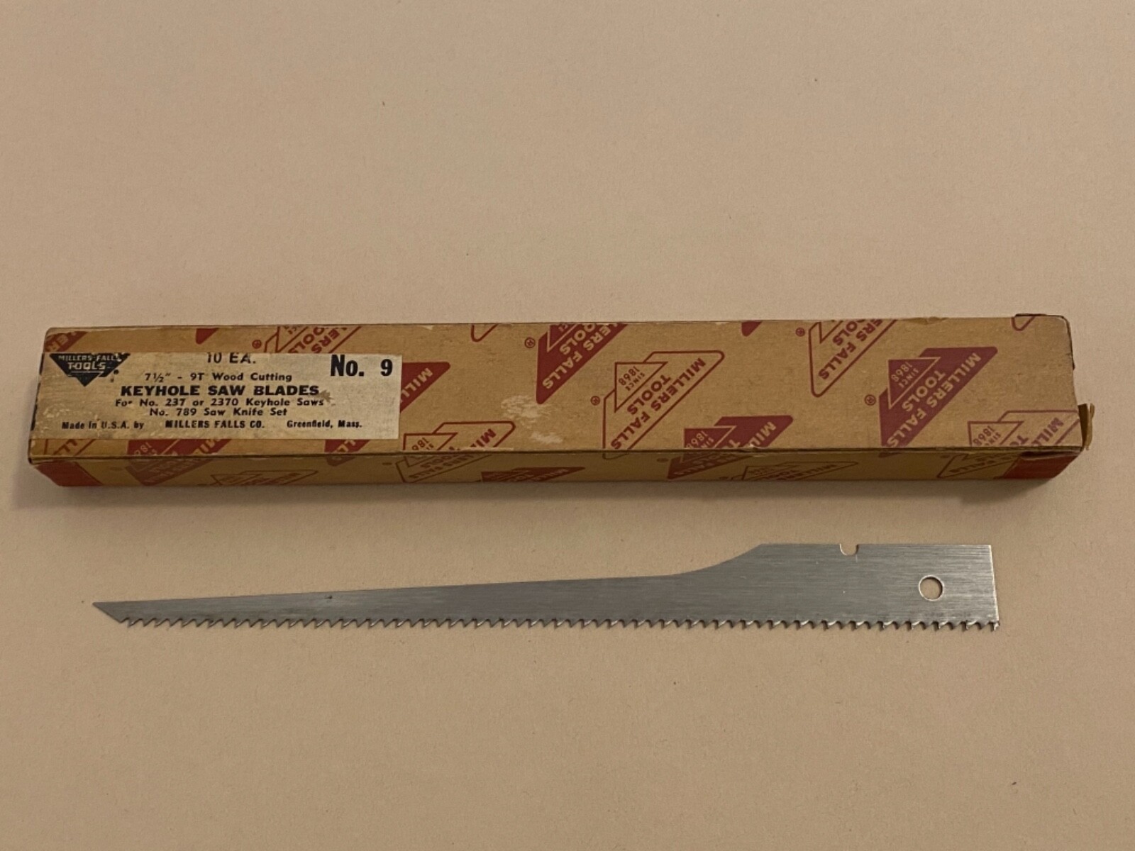 NOS – MILLERS FALLS No. 9 – KEYHOLE SAW BLADE 7-1/2”, 9T – NEW – FREE SHIPPING