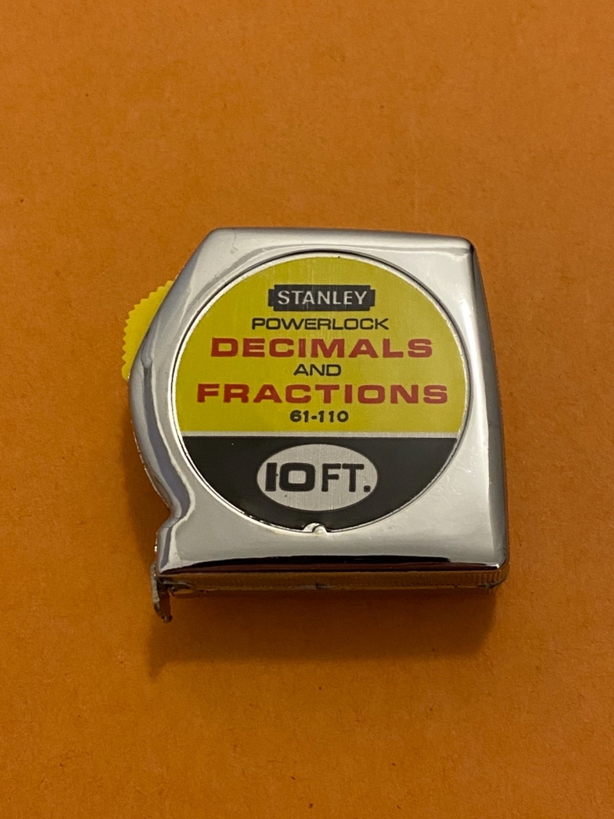 NOS – STANLEY #61-110 (10’) DECIMAL FRACTION POWERLOCK TAPE RULE MEASURE – USA