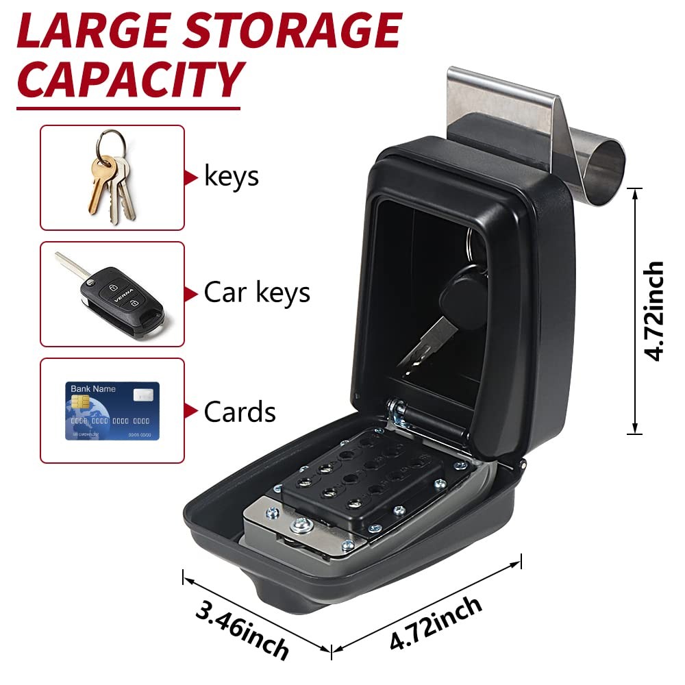 Lifronkit Car Window Punch Button Key Lock Box – Black Classic Style,