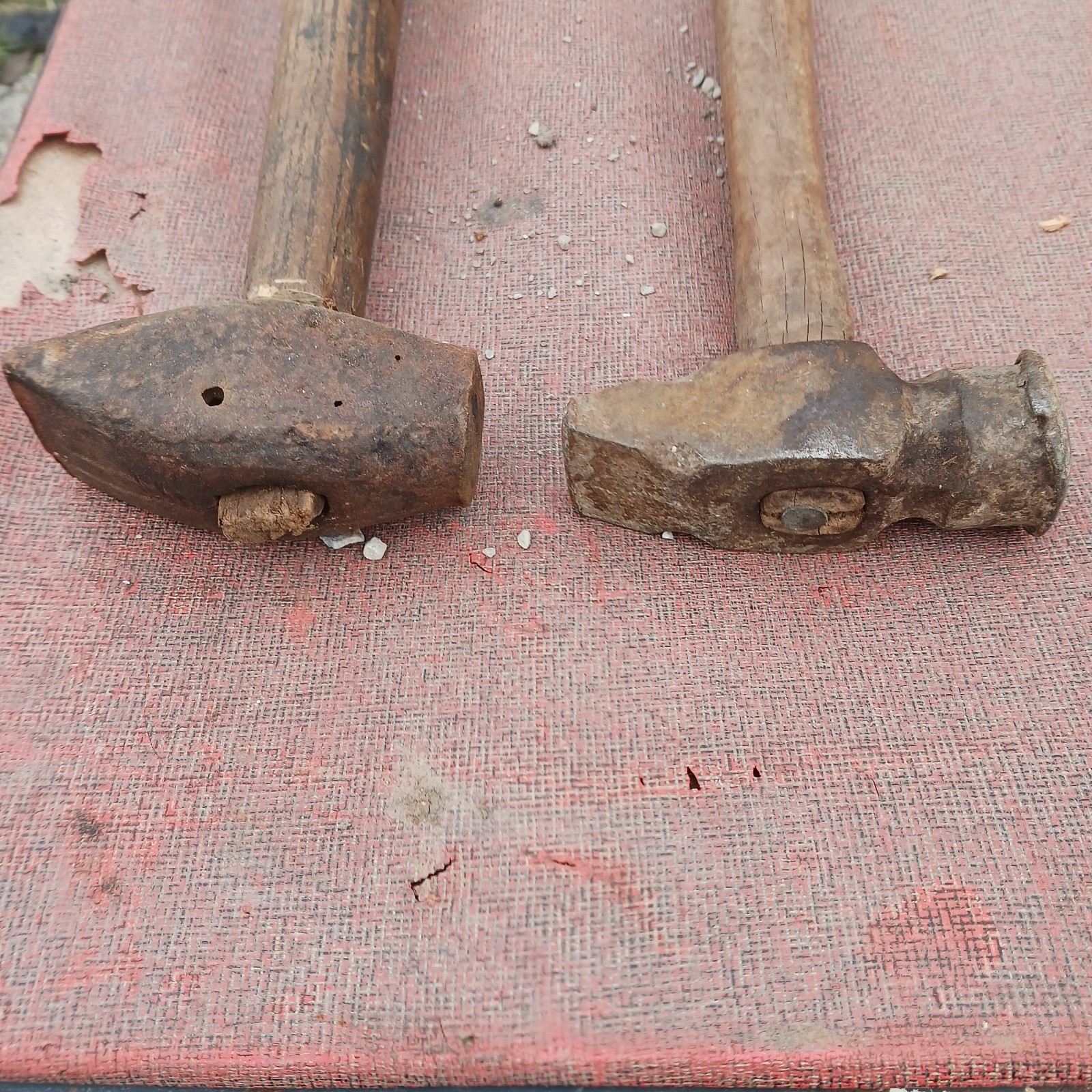 Pair Of Antique Vintage Blacksmith Hammers Unmarked