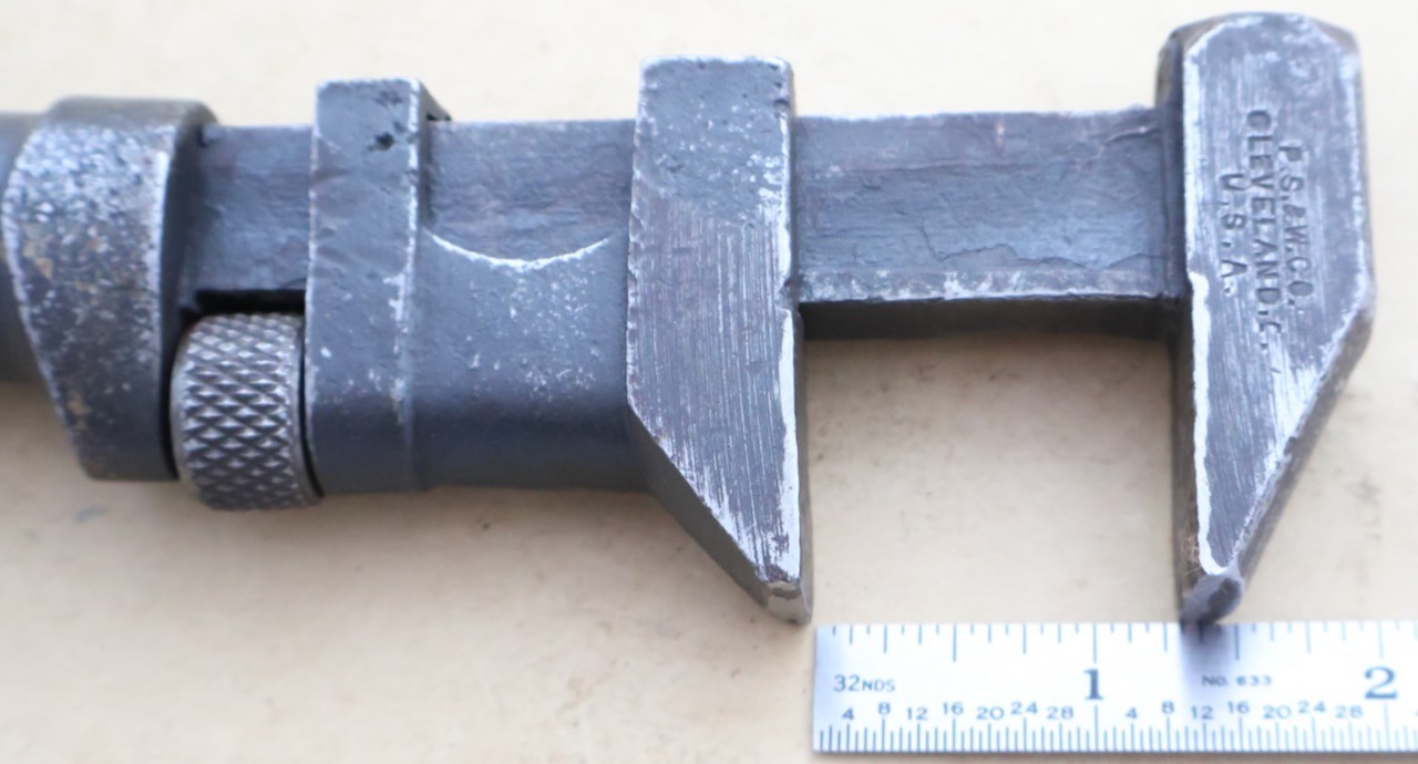 8″ P. S. & W. (Peck , Stow & Wilcox) Wood Handle Monkey Wrench / MT Tools