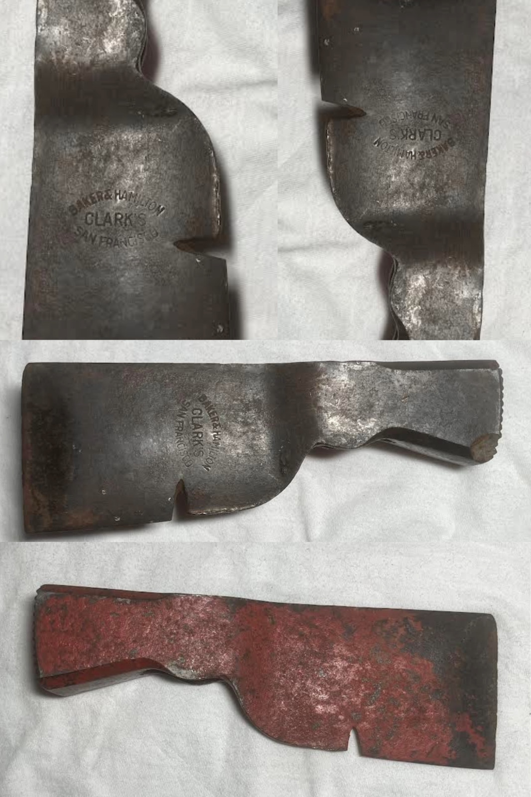 Antique Baker & Hamilton Clark San Francisco Carpenter Lathing Hatchet Axe Head