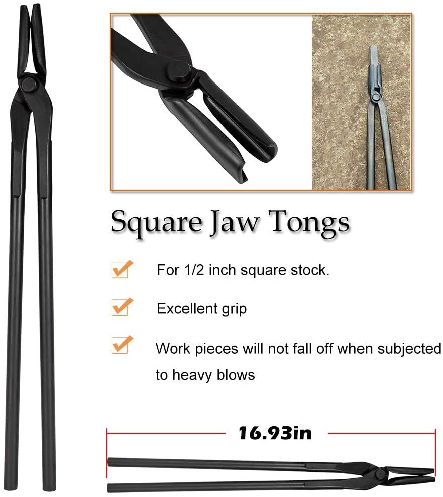 Blacksmith Tongs Tools Set Flat Tongs & Square Jaw Tongs, Bolt Tongs,Blade Tongs