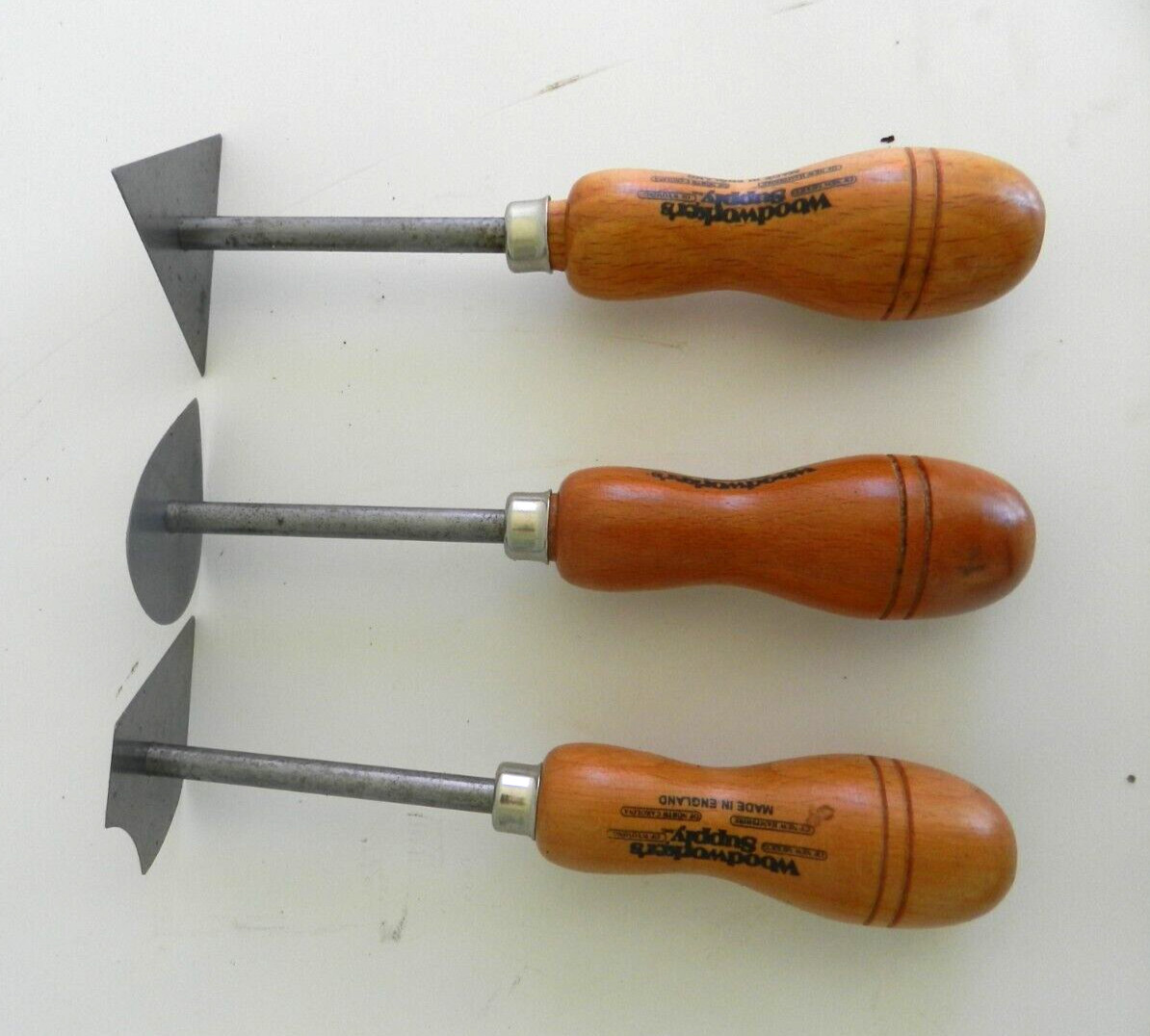 WOODWORKER’S SUPPLY – 3 Wood Handled Woodworking Tools – Paint Scrapers- England