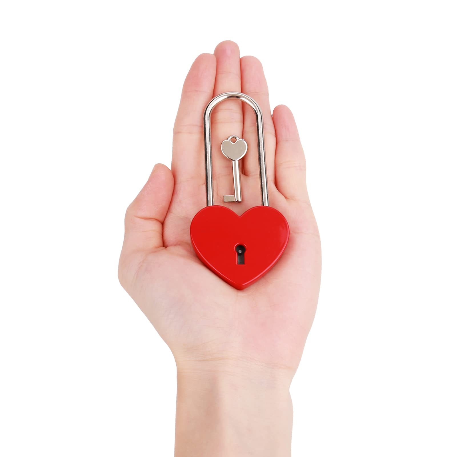 Love Lock Heart Padlock,Red Single Heart Wish Lock with Key for Lovers Weddin…