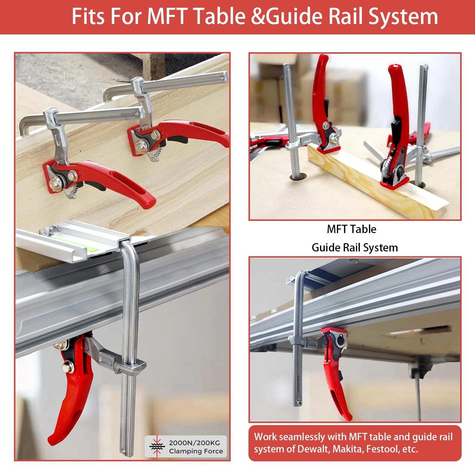 2026 Upgraded Ratcheting Table Clamp, Quick Track Saw Clamps Ratchet Guide Ra…