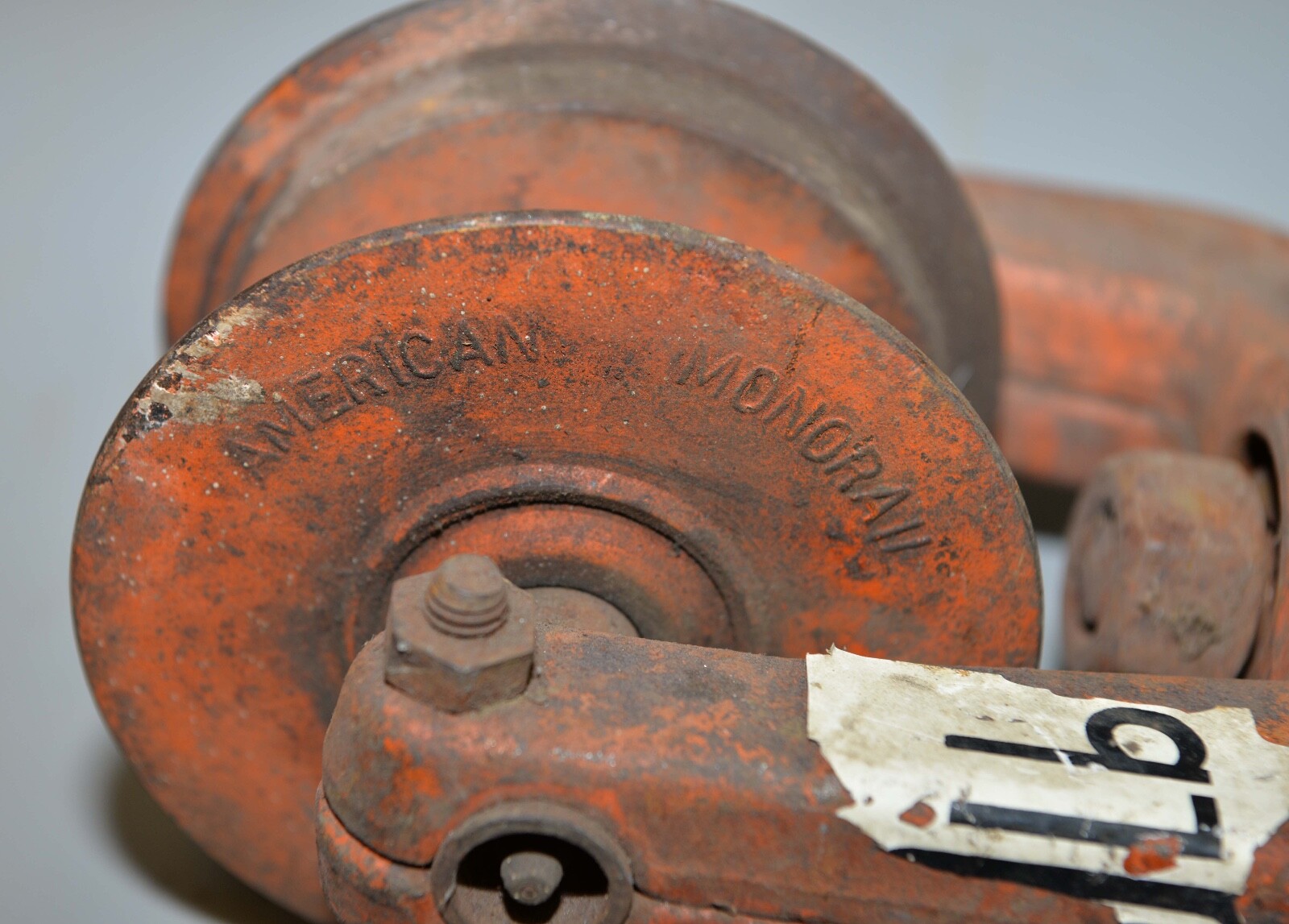 American Monorail 500 lb beam trolly cast iron chain hoist industrial shop tool