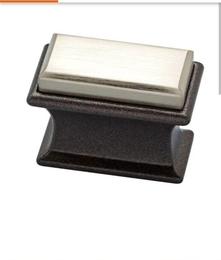 Dual Tone Luxe Square 1-7/16 in. (36 mm) Cocoa Bronze and Satin Nickel Knobs