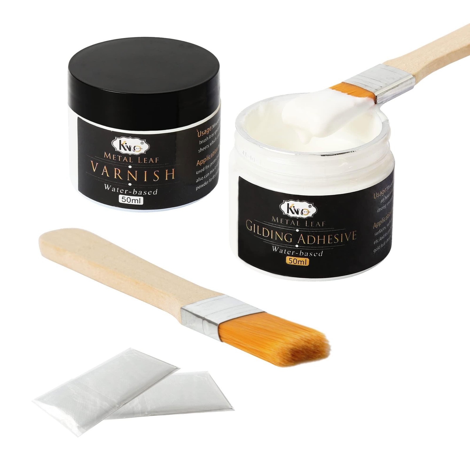 Gilding Adhesive, Gold Leaf Adhesive Kit, 50ml Gilding Epoxy Glue and 50ml Va…