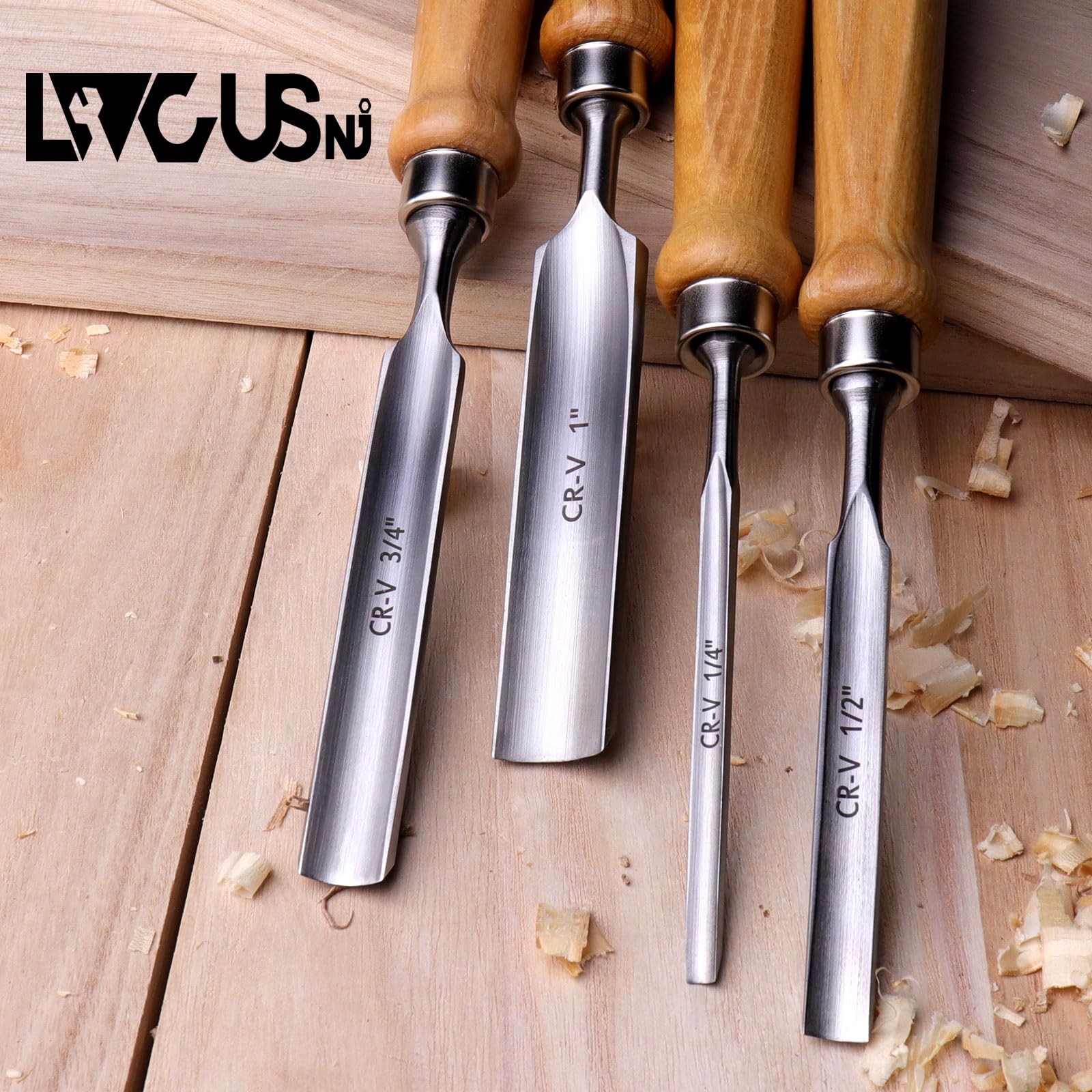 4-Pieces Woodworking Wood Chisel Set,CR-V Steel Sharp Curved Edge Gouge Firm