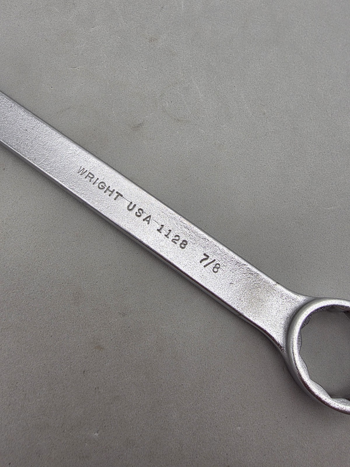Wright 7/8” Combination Wrench 1128, 11″ Vintage Forged Alloy USA