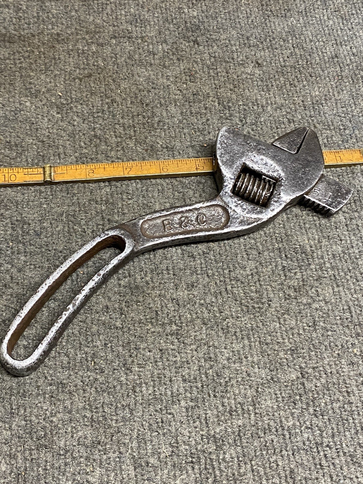 Vintage B & C Bemis And Call 10” Offset Adjustable Wrench Opens 1-7/8” USA