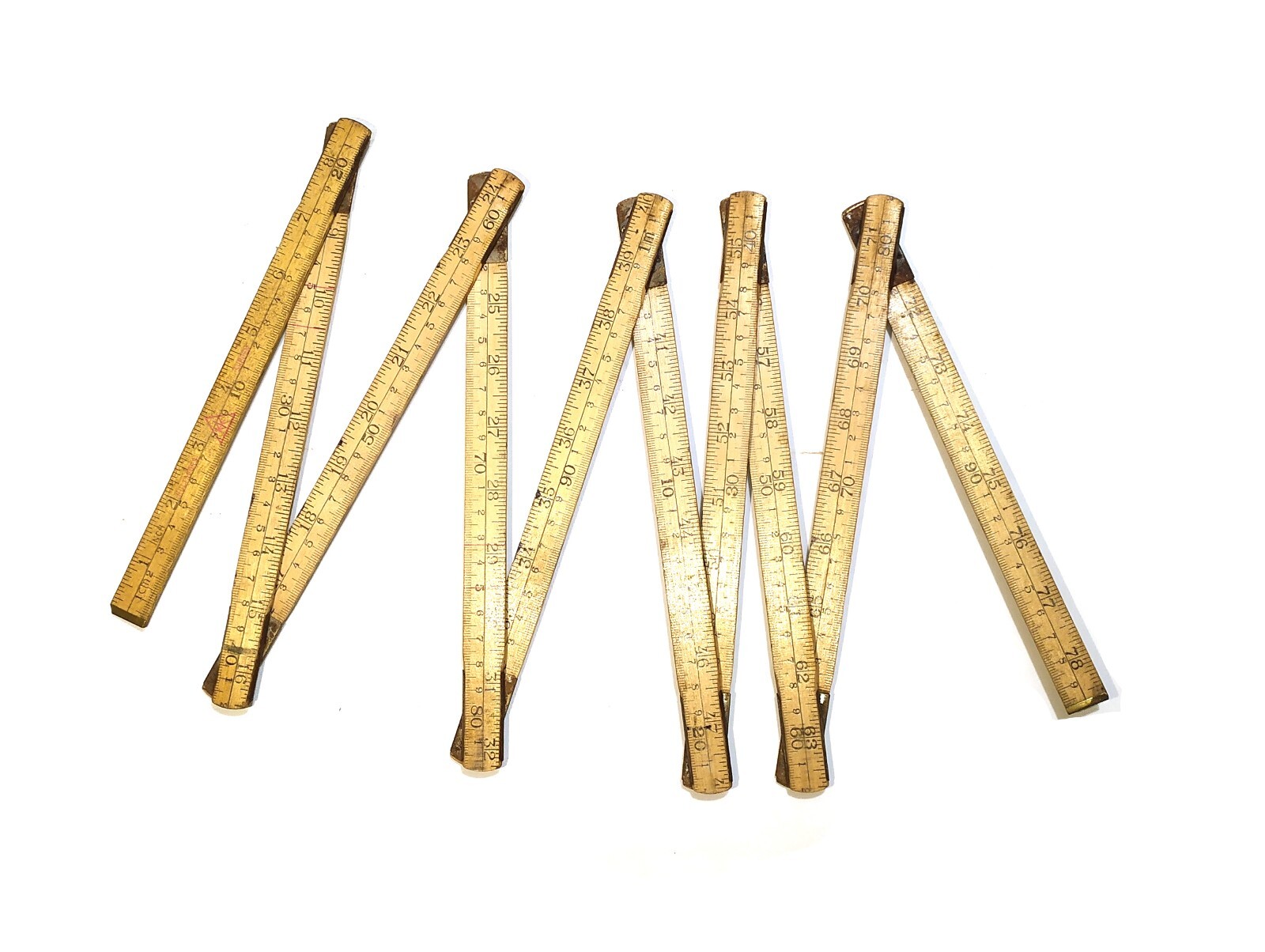 Antique Swedish HULTAFORS folding carpenters rule M101 original wood ruler inch