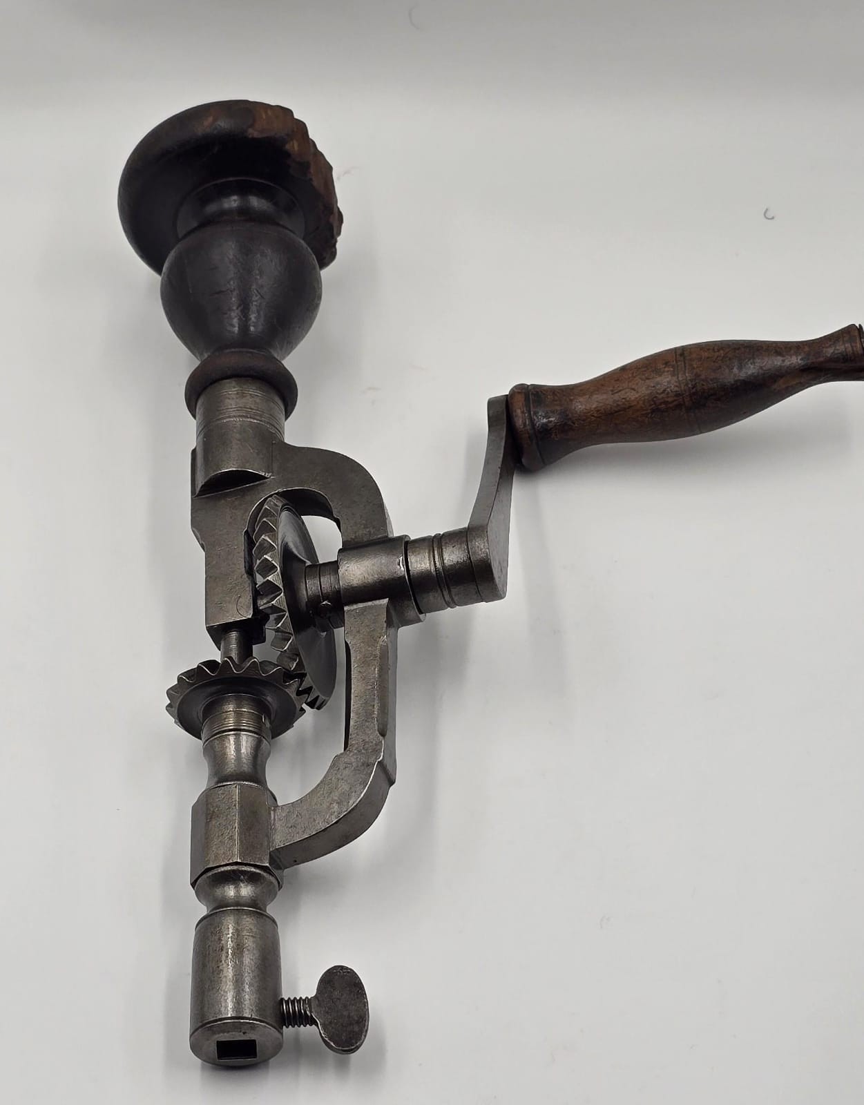 RARE Antique H. & R. BOKER 11” Iron Hand Drill Breast Brace Crank Gear Tool