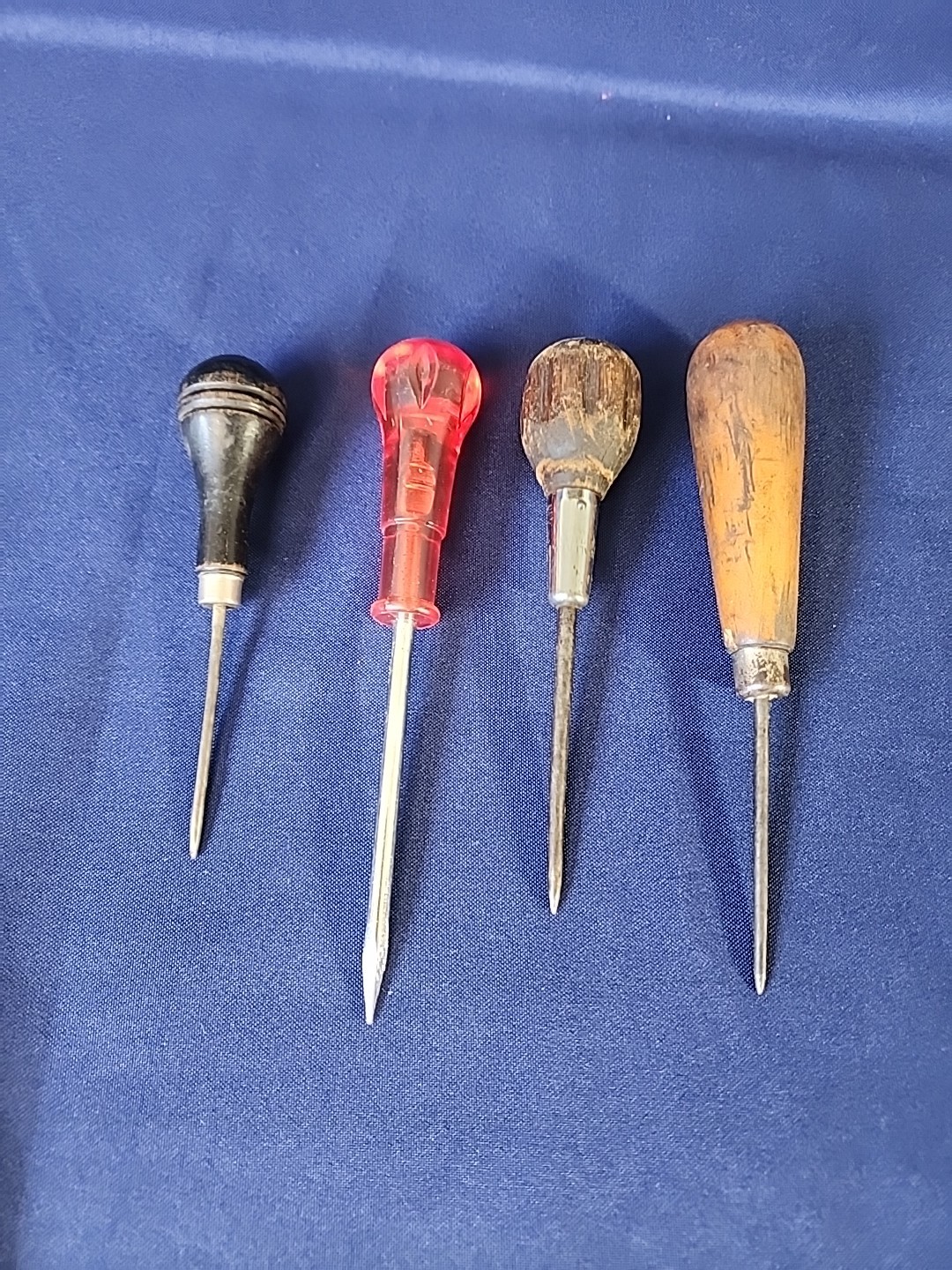 Lot of 4 Vintage Scratch Awls Woodworking Leather Stitch Various Handle Designs