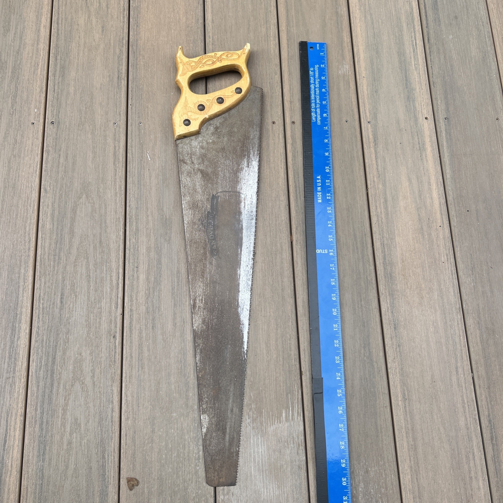 Vtg 1960s Sandvik No 270 Hand Saw Sweden Taper Ground Wood Handle 28”