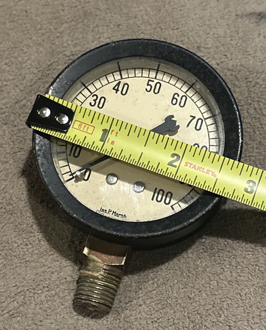Vintage Jas. P. Marsh Corporation Pressure Gage 0-200 PSI 2-1/2” Skokie, IL USA