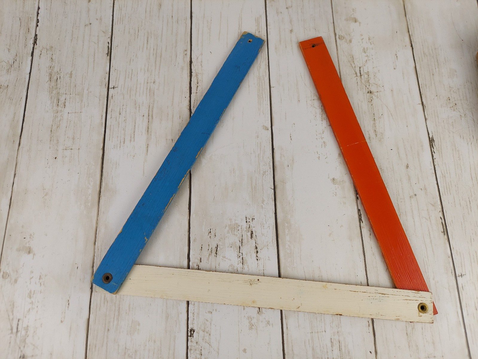 Vtg Red/White/Blue Folding Wooden Yardstick Ruler Montrose Des Moines Keokuk IA