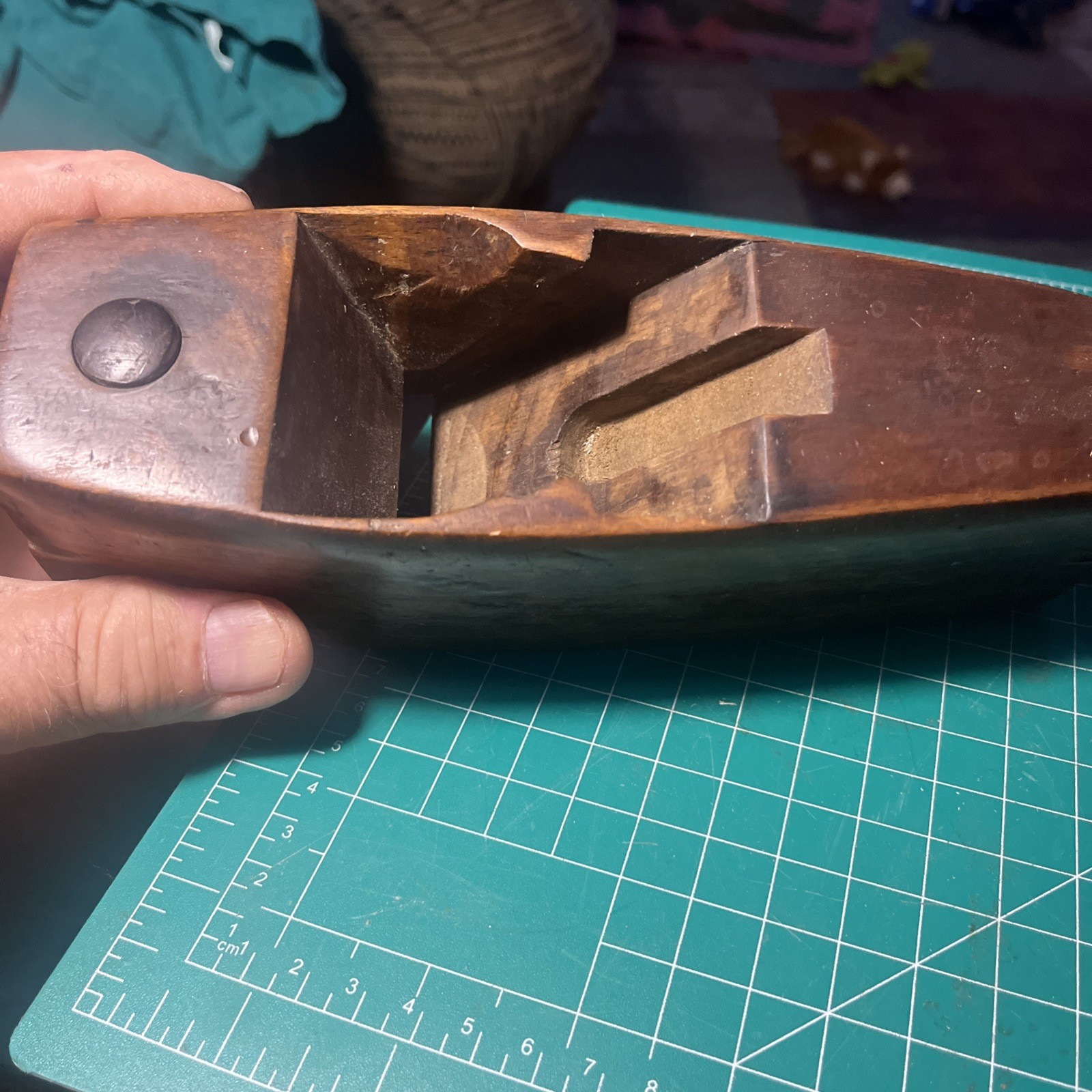 Antique New York Tool Co Wood Coffin Plane No. 3 w Auburn Thistle Brand Blade