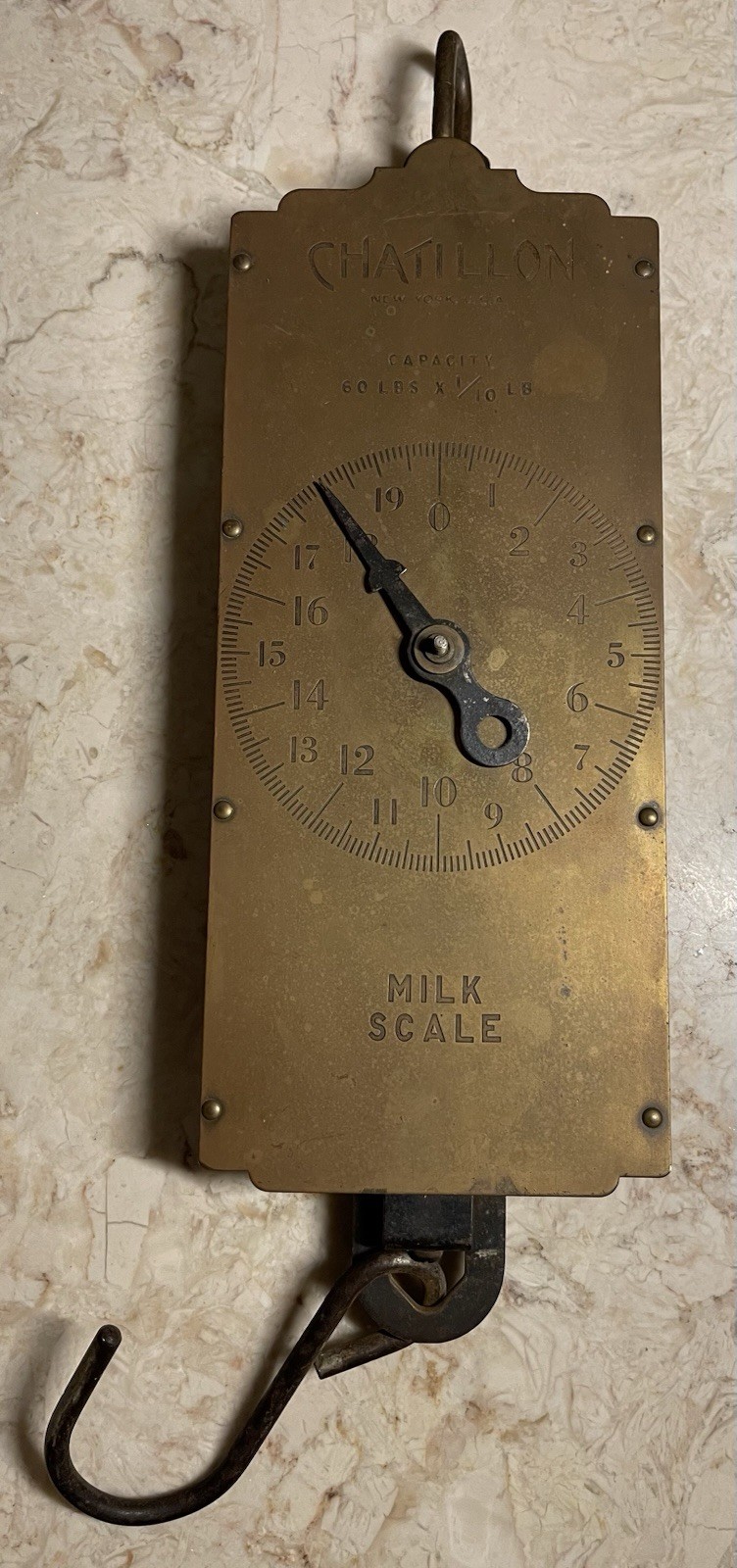 Brass Chatillon’s Improved Circular Spring Balance 60 Lb Milk Scale Vintage