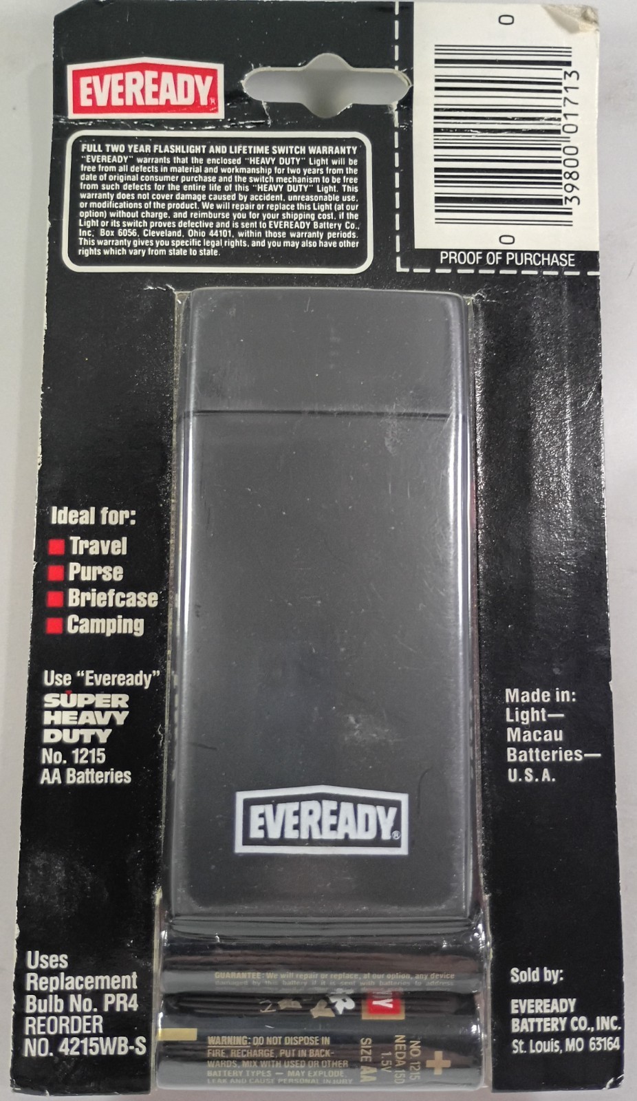 Eveready Compact Light With Super Heavy Duty Batteries Flashlight NEW