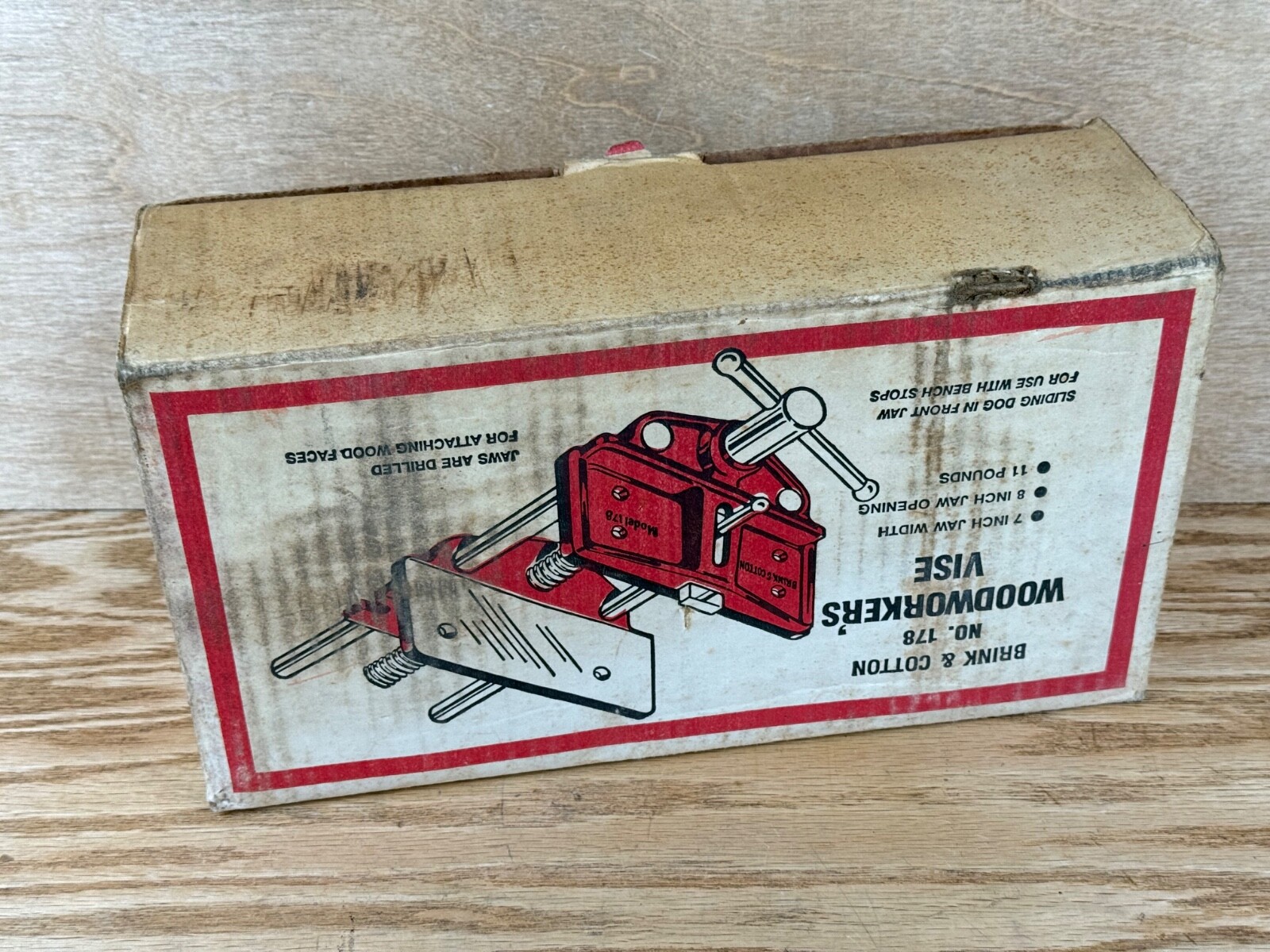Vintage Brink & Cotton Woodworker’s Red Vise Clamp # 178 8″ Original Box