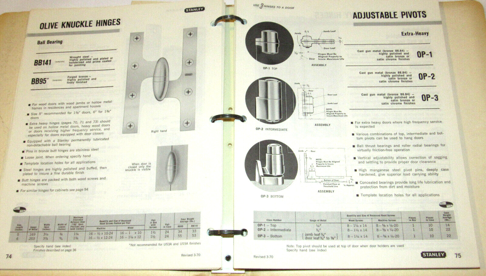 VTG 1970 STANLEY ARCHITECTURAL HARDWARE CATALOG! HINGES/PULLS/LATCHES/300+ PAGES