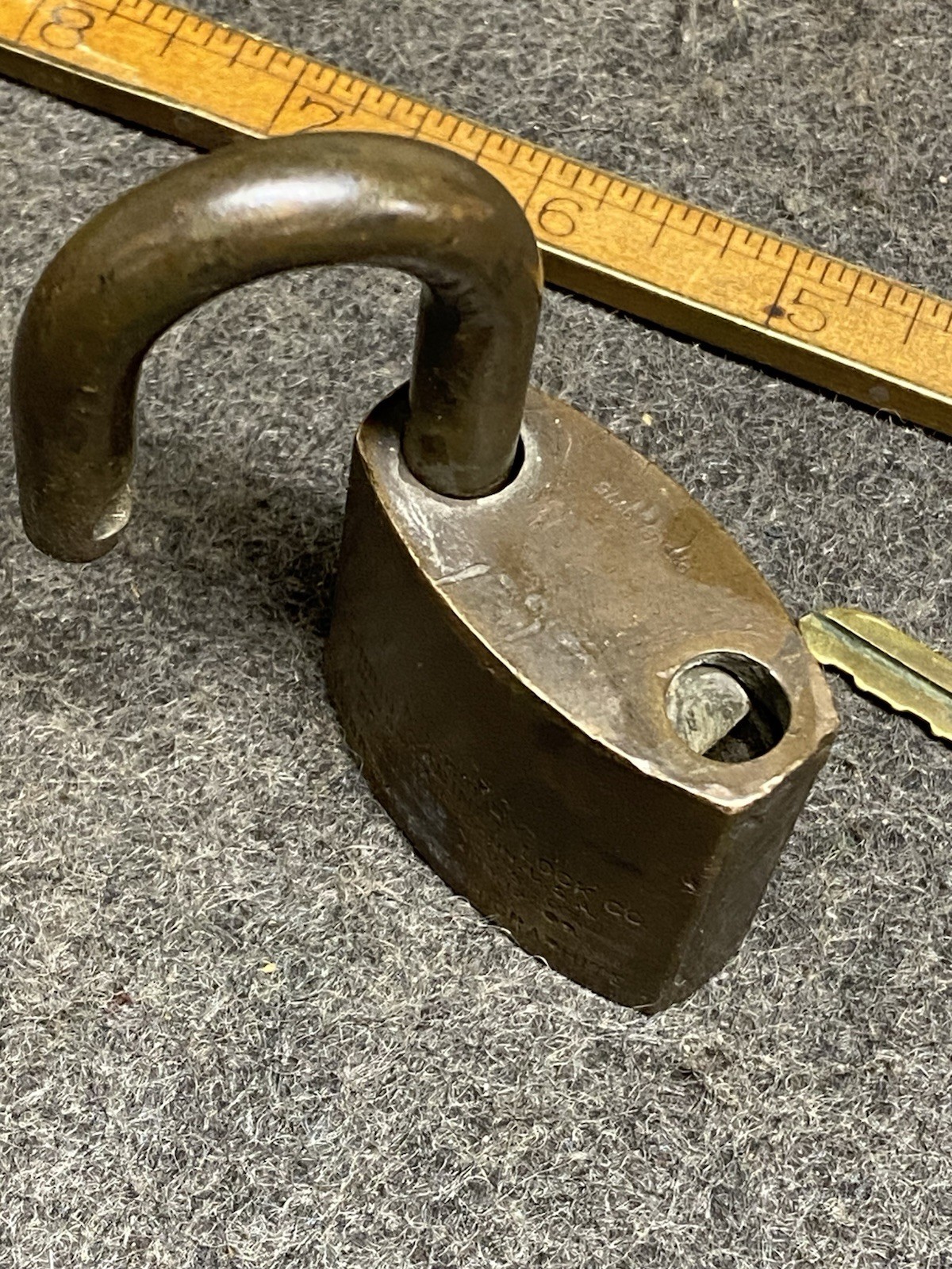 Vintage Corbin Cabinet Lock Co All Brass With Key Pat Apr 12, 1909 USA