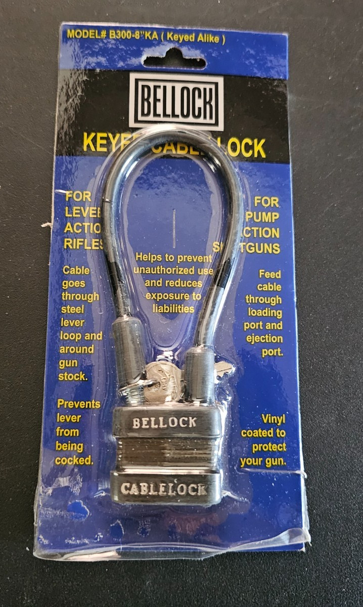 Bellock Keyed Cable Lock For Lever & Pump Action Rifle B300-8″KA Gun Lock 8″