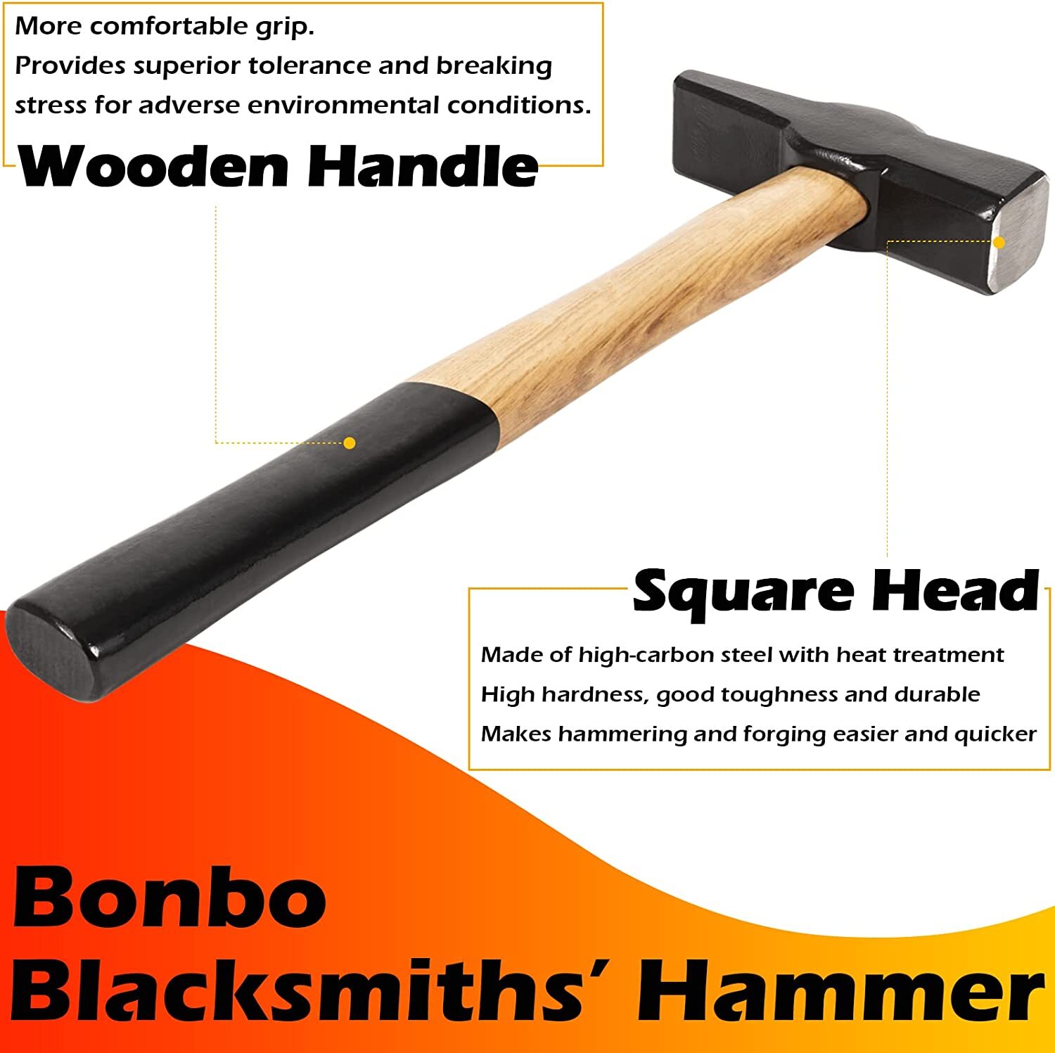 17Inch V-Bit Bolt Tongs and 1.5KG (3.3LB) Blacksmith Hammer Forge Vise Tool