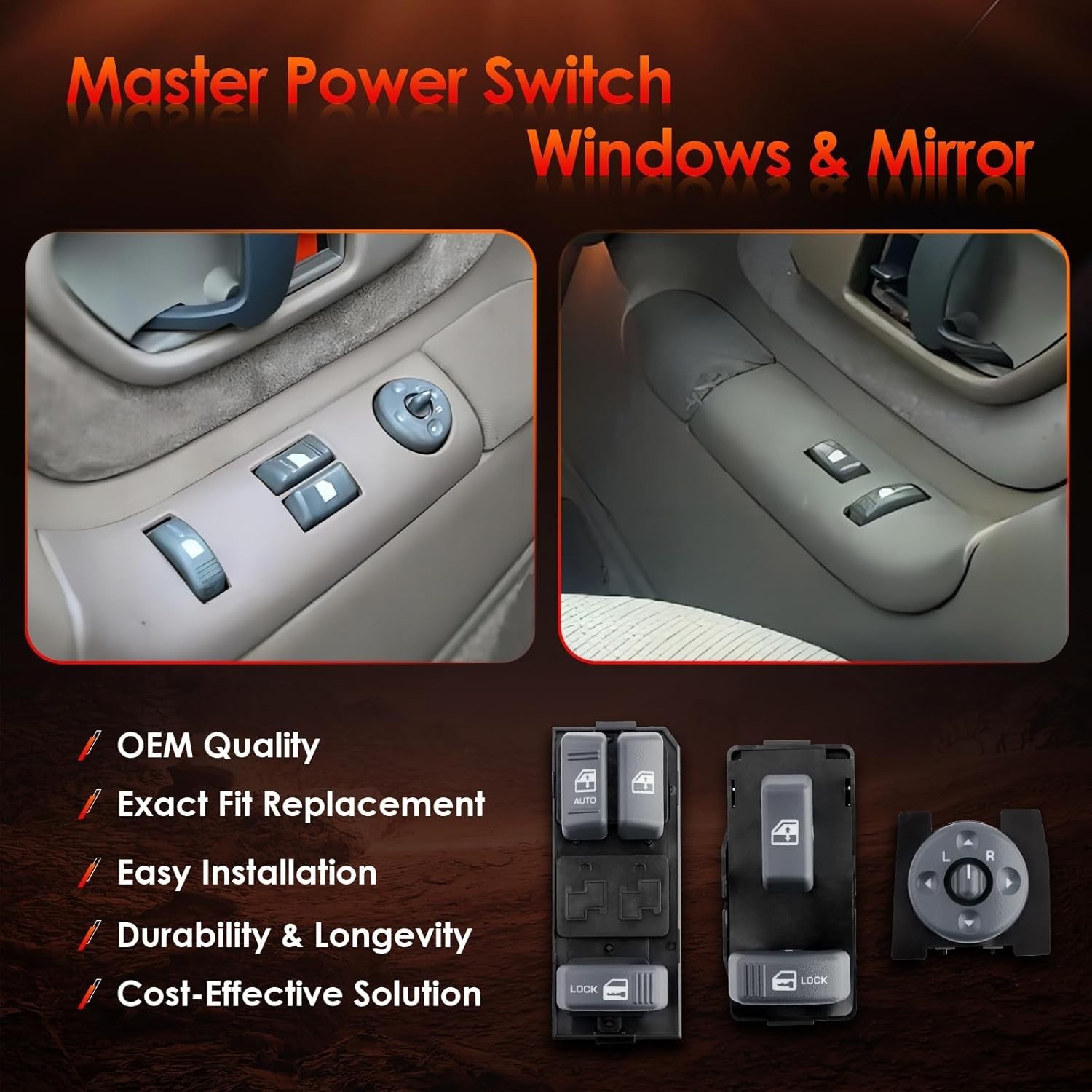 Master Power Window Switch Driver & Passenger 4D for Chevy/GMC 1995-2001
