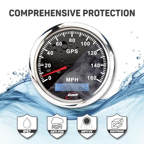 6 Gauge Instrument Set 160 MPH 10000 RPM Indicators – Black Dial | 85mm 3