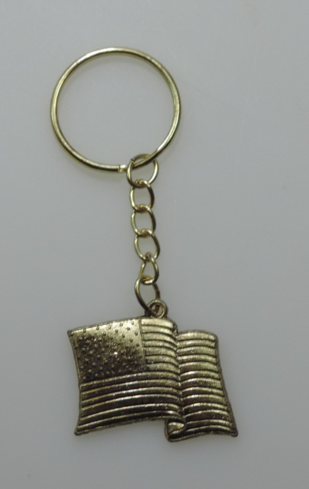 Vintage American Flag Gold Tone Key Chain