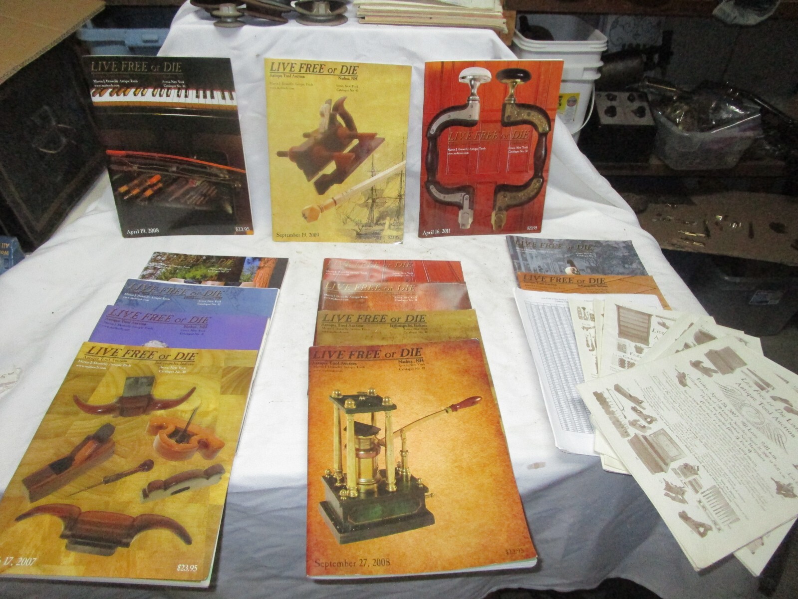 Lof of Martin J. Donnelly antique tool auction catalogs–great reference guides!