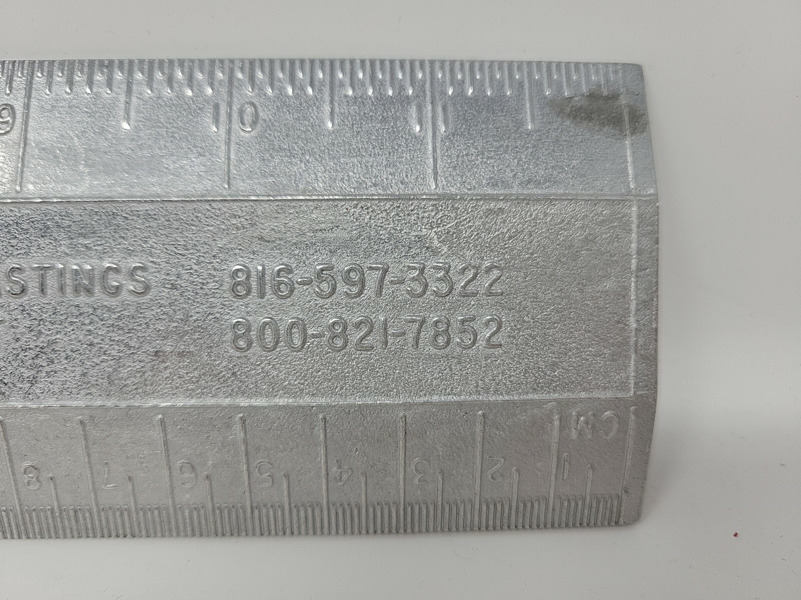 Vintage Metal Ruler Stahl Specialty Kingsville Missouri Aluminum Mold RARE!