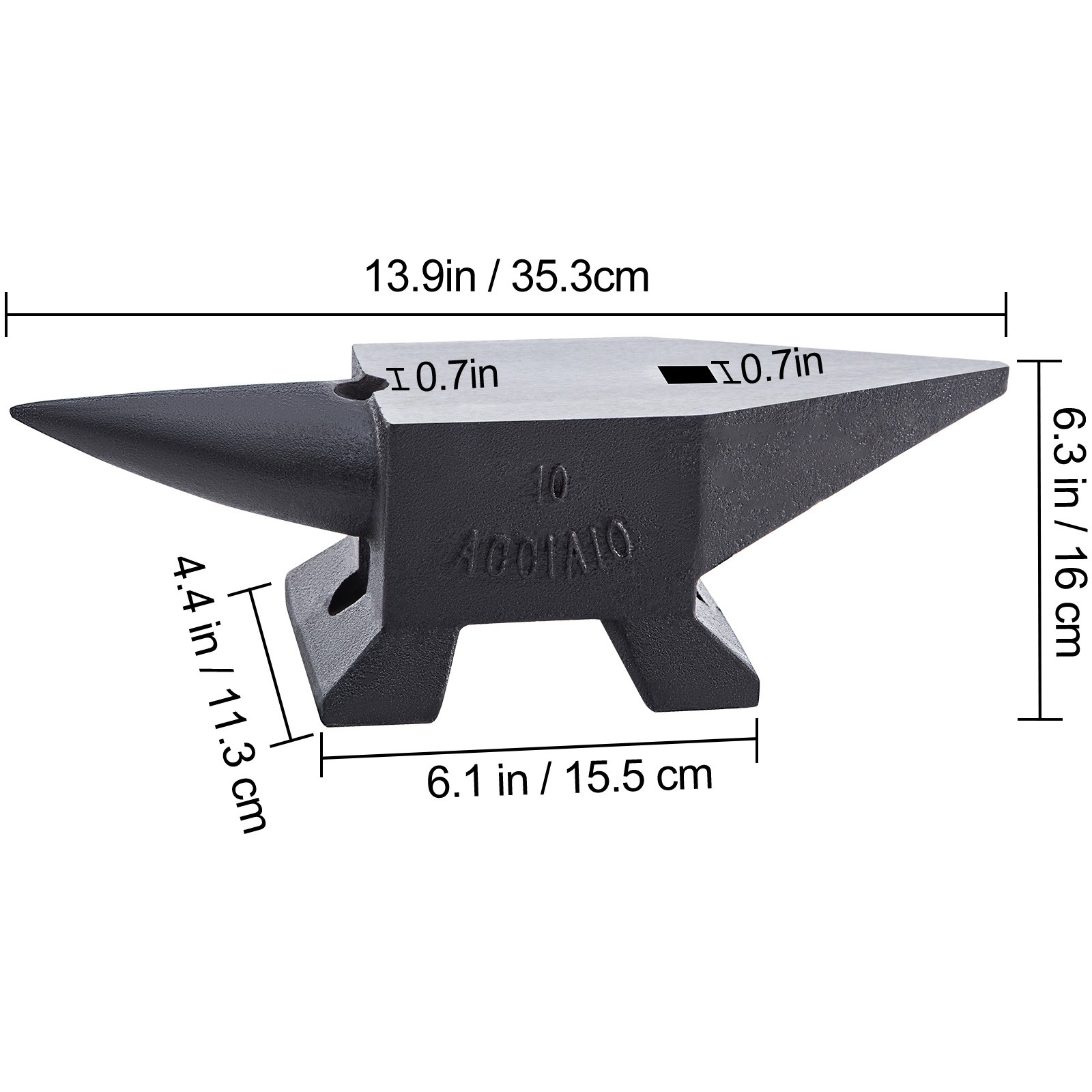 Uimoso Blacksmith Steel Anvil with Round Horn, 22lb, 2 Holes for Metal Crafting