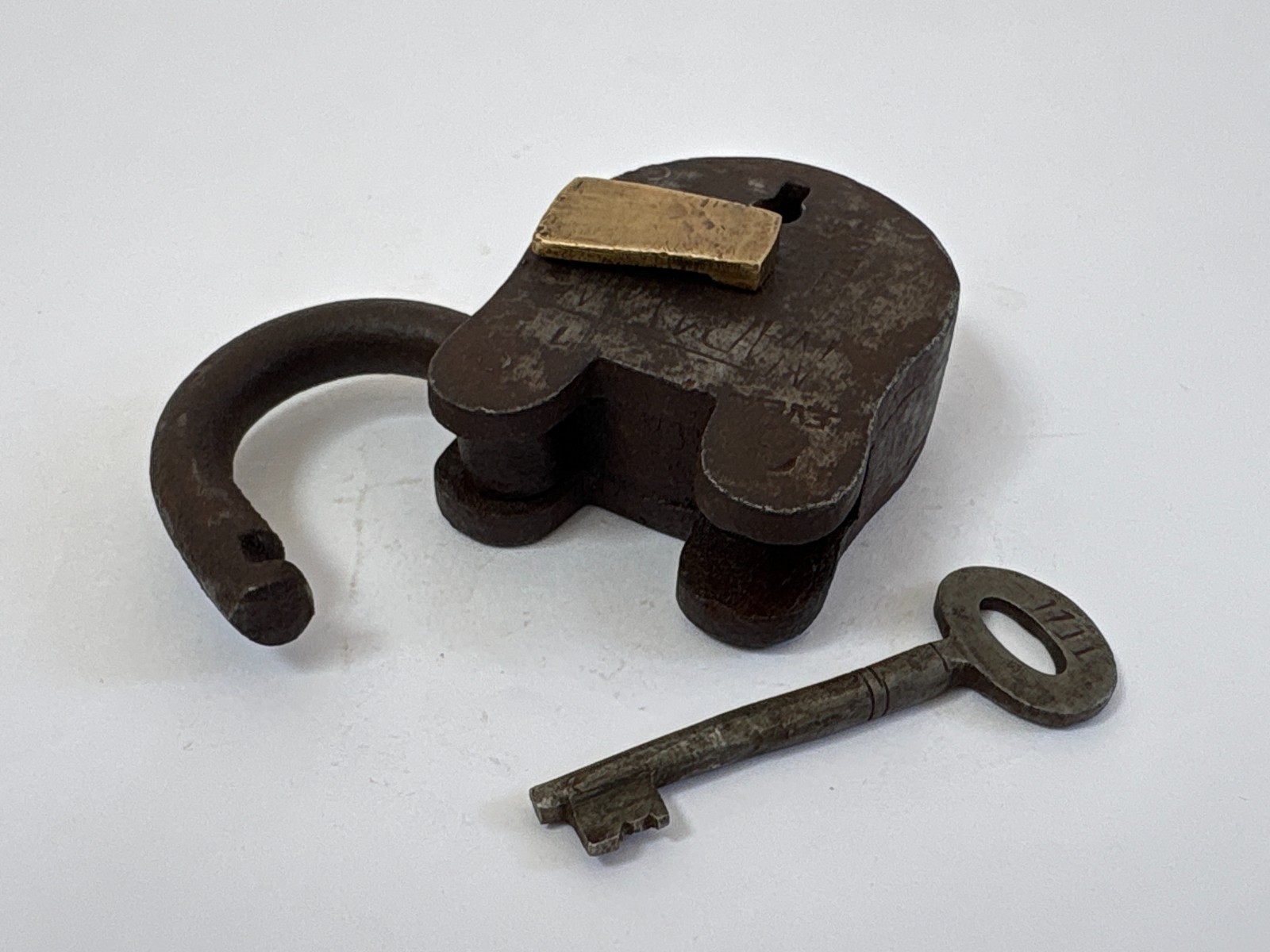 Vintage Brass Tag Iron Padlock Decorative Collectible Working Original Key