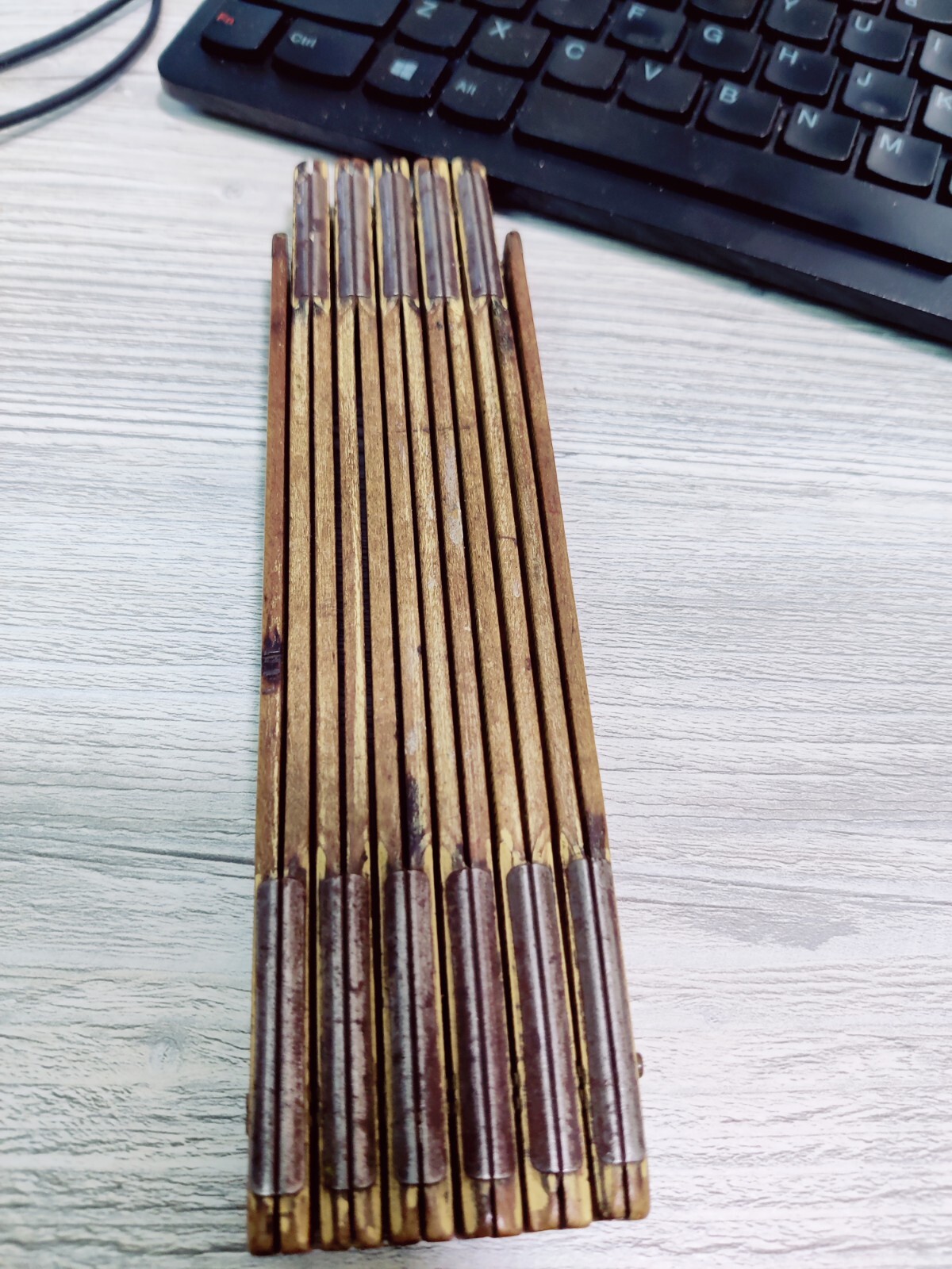 VTG USED WOODEN 70″ EXTENDING FOLD OUT RULER MADE IN U.S.A.