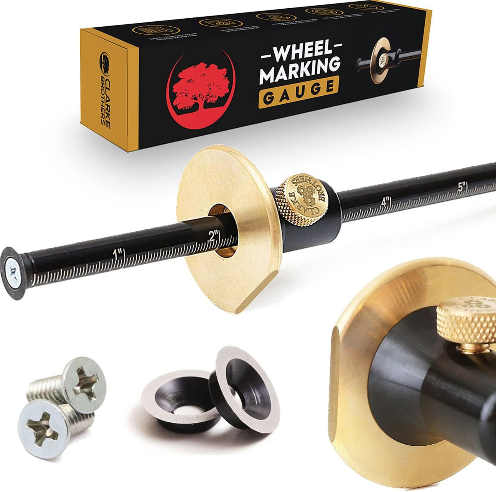 Woodworking Wheel Marking Gauge Kit with 2 Replacement Cutters Solid Metal Bar
