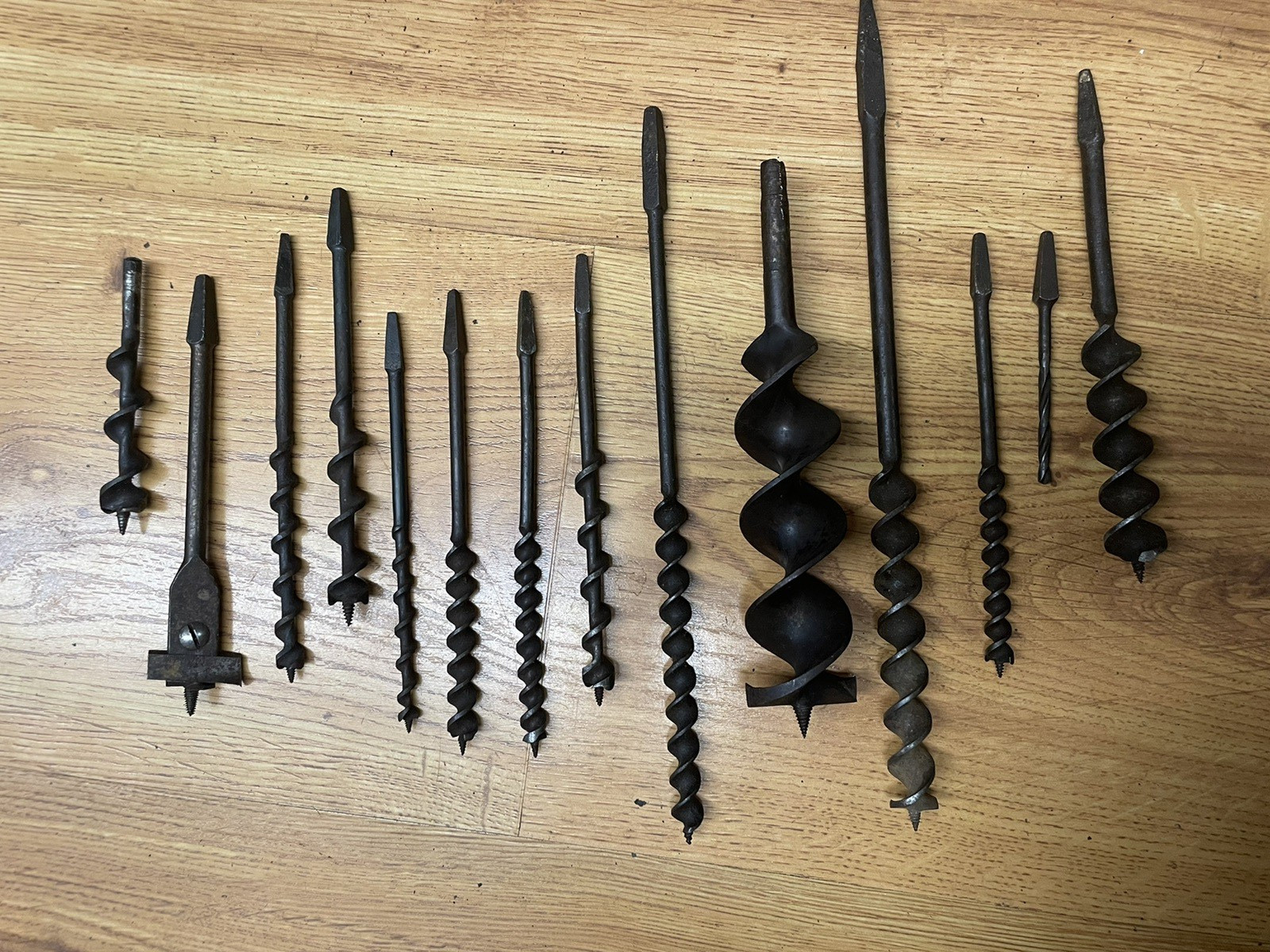 Qty of 14 Vintage Wood Auger Drill Bits