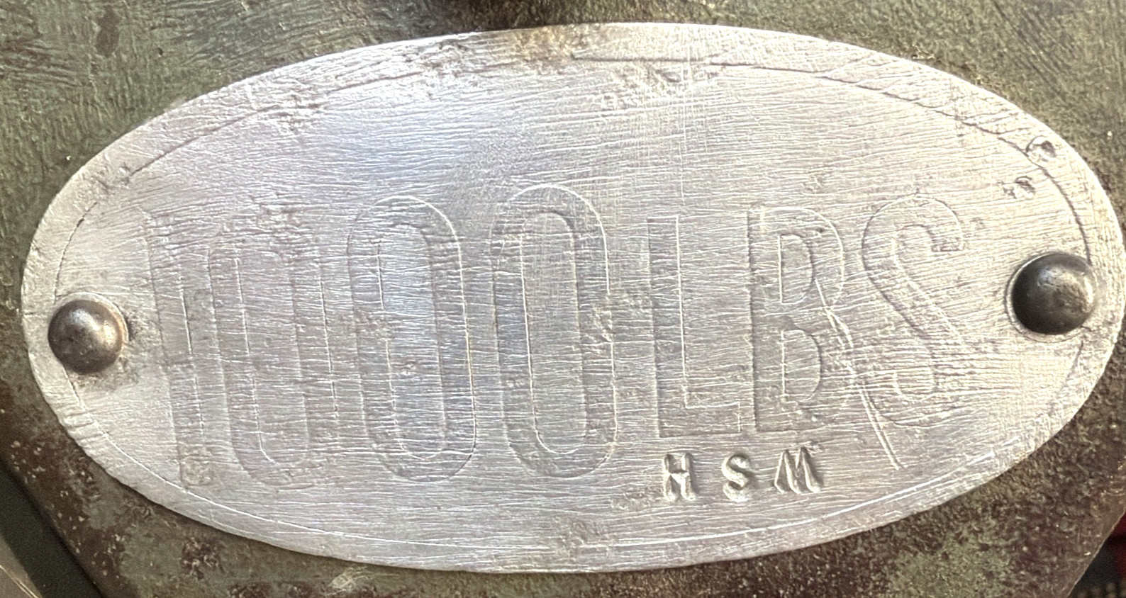 Vintage HSM 1000lb Industrial Pulley 5″ Wheel Embossed Aluminum ID Plates 10lb