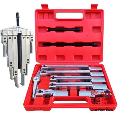 3 in 1 Gear Puller Set,9pcs 2 Jaw Bearing Flywheel Puller Kit with Red