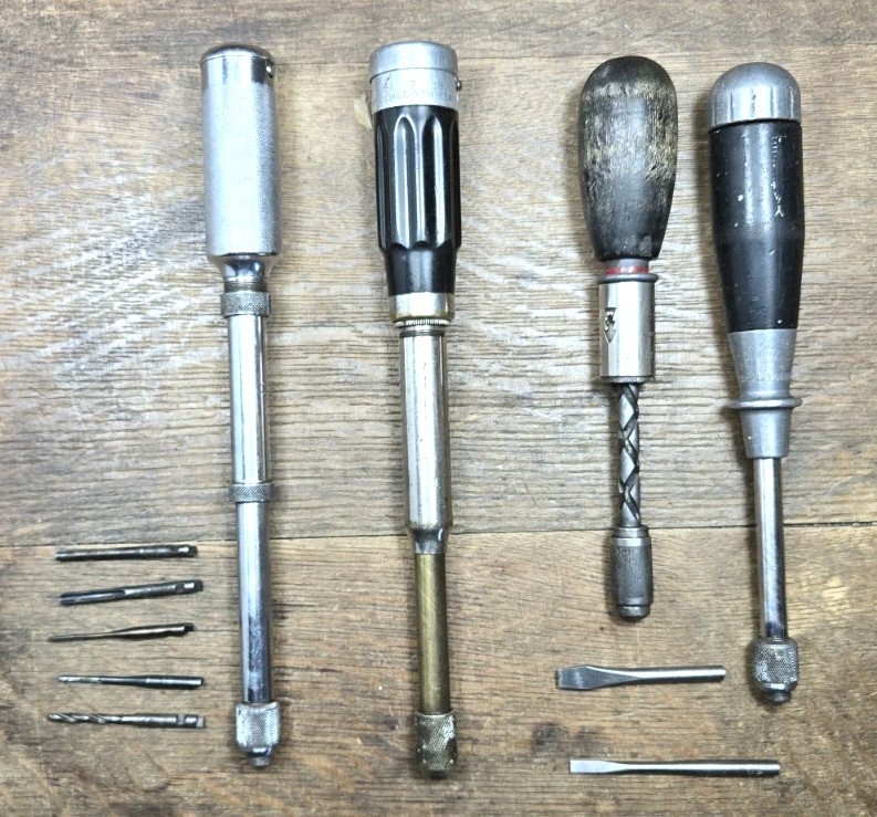 Vintage YANKEE / NORTH BROS. STANLEY PUSH DRILL COLLECTION W/GOODELL-PRATT 4pc
