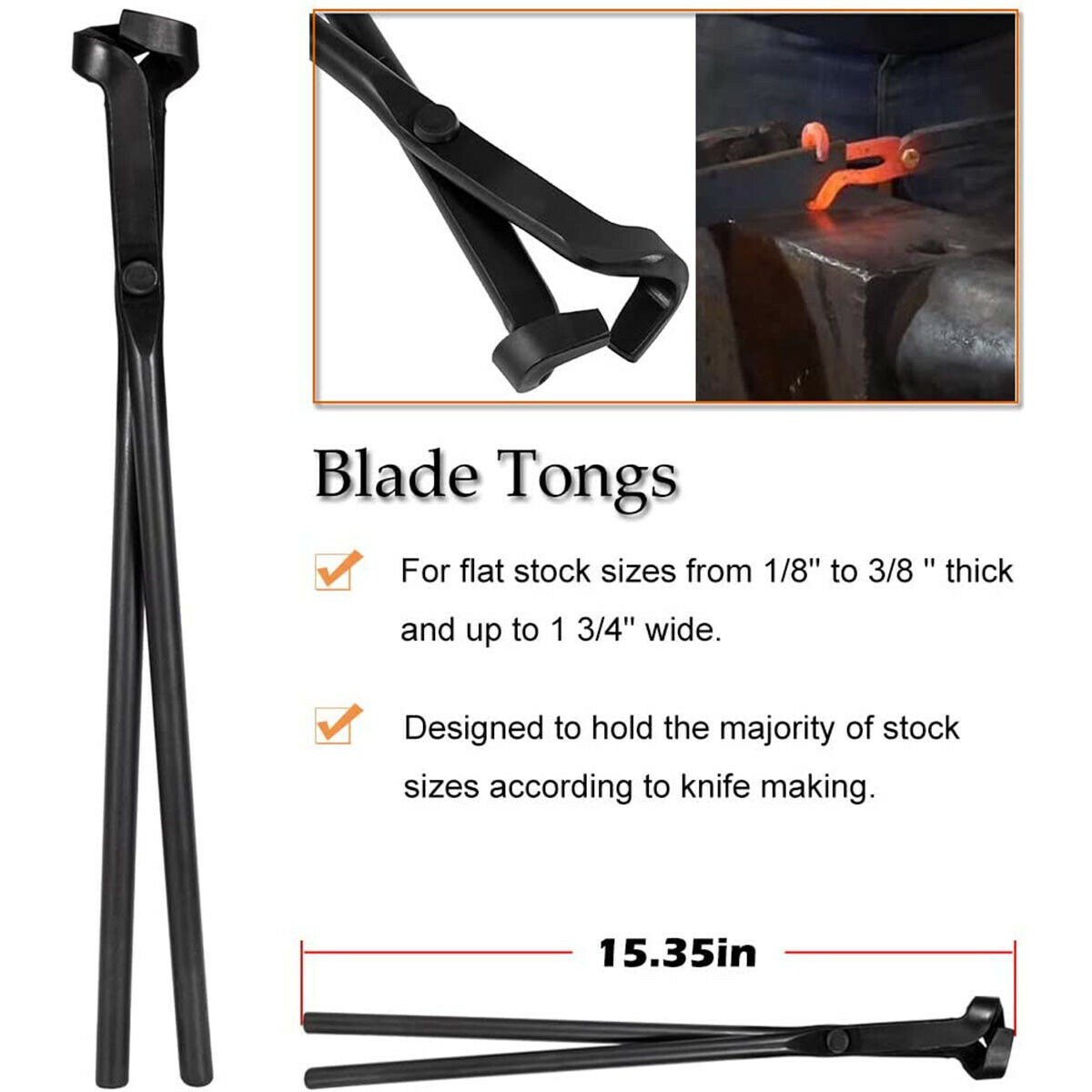 Blacksmith Tongs Tools Set Flat Tongs & Square Jaw Tongs Bolt Tongs Blade Tongs