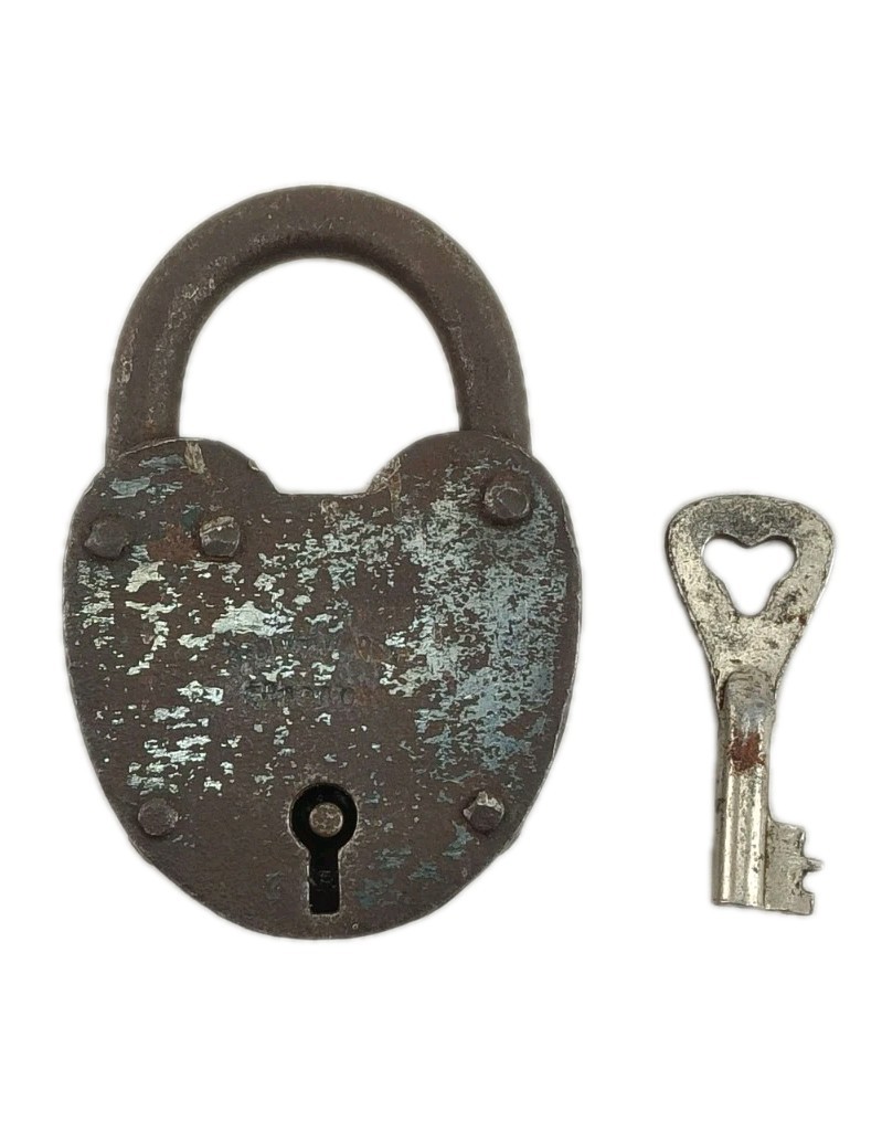 Antique Tsarist Russian Cast Iron Padlock With Key / Working / Signed PAVLOVO