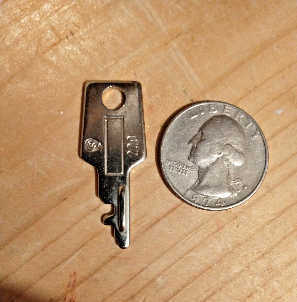 Imperial Metal Luggage Key # 220 with Horseshoe Logo Over an S