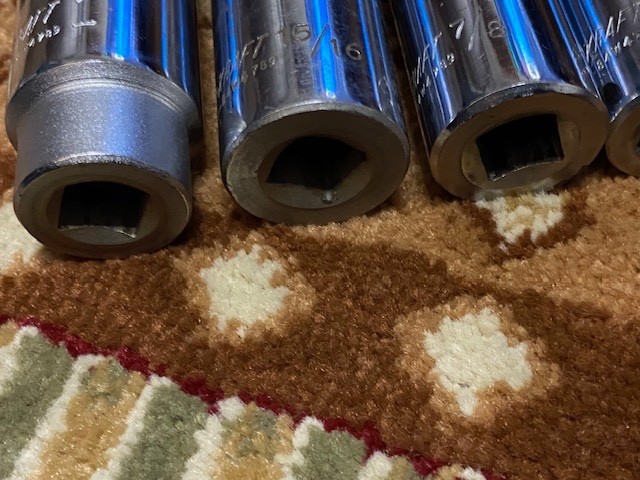 Lot of 20 Powr-Kraft 1/2″ & 3/8″ Dr 12 Pt Deep Well Sockets & Extensions