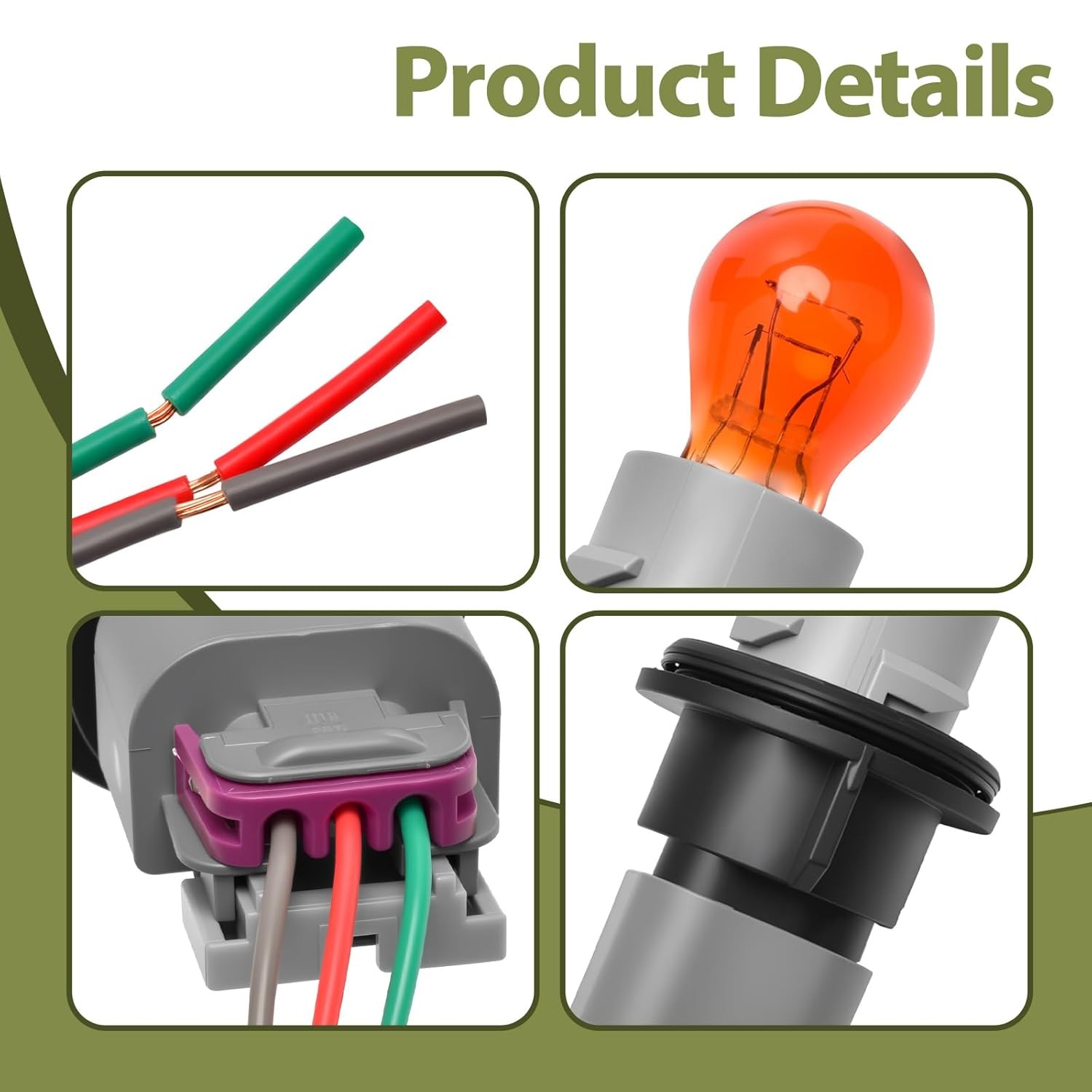 2PCS Turn Signal Light Socket Holder Kit with Wiring Harness & Bulb Compatible