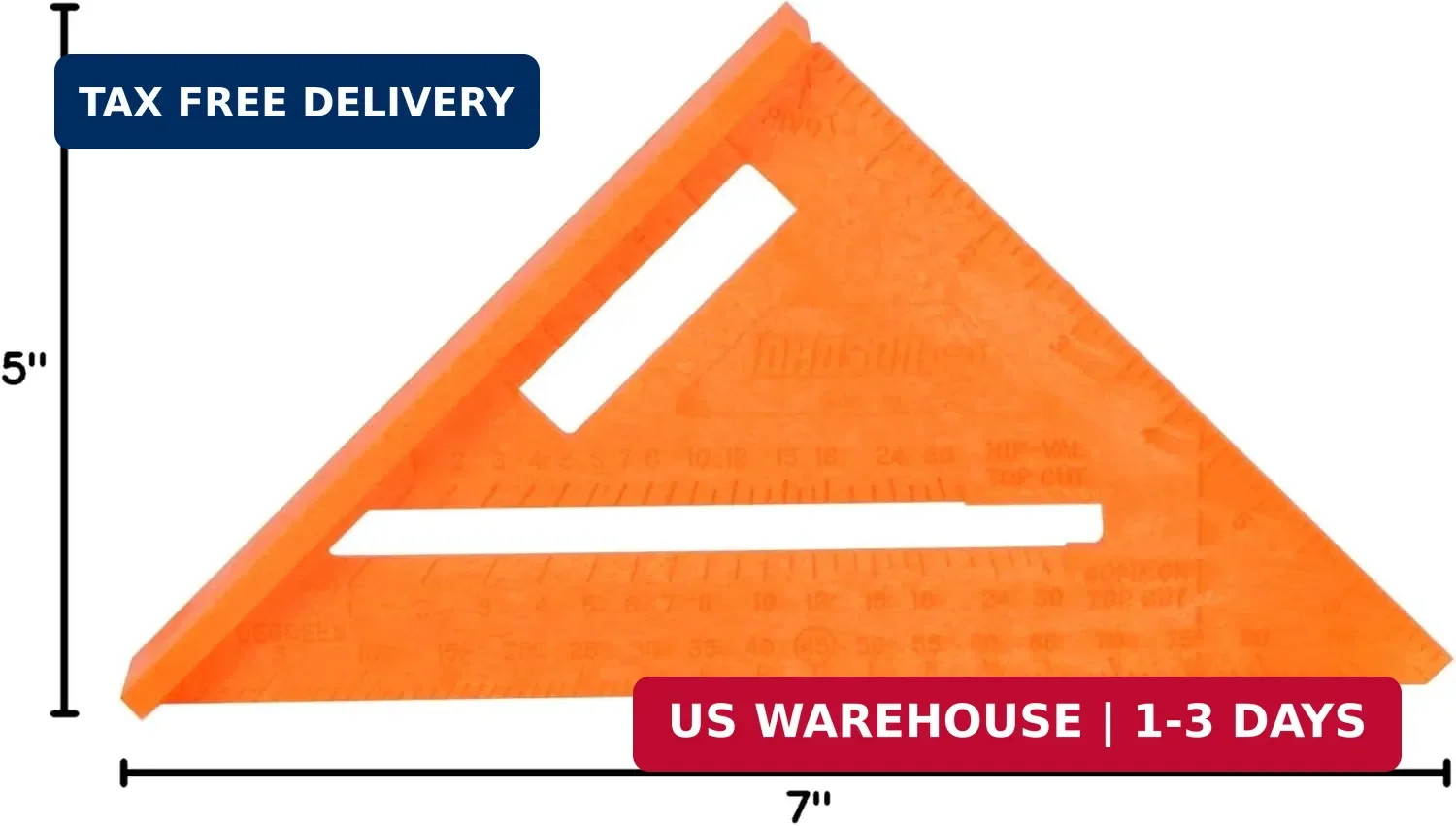 Johnson Level & Tool RAS-70B-ORAN Structo-Cast Rafter Square, 7″, Orange, 1 Squa