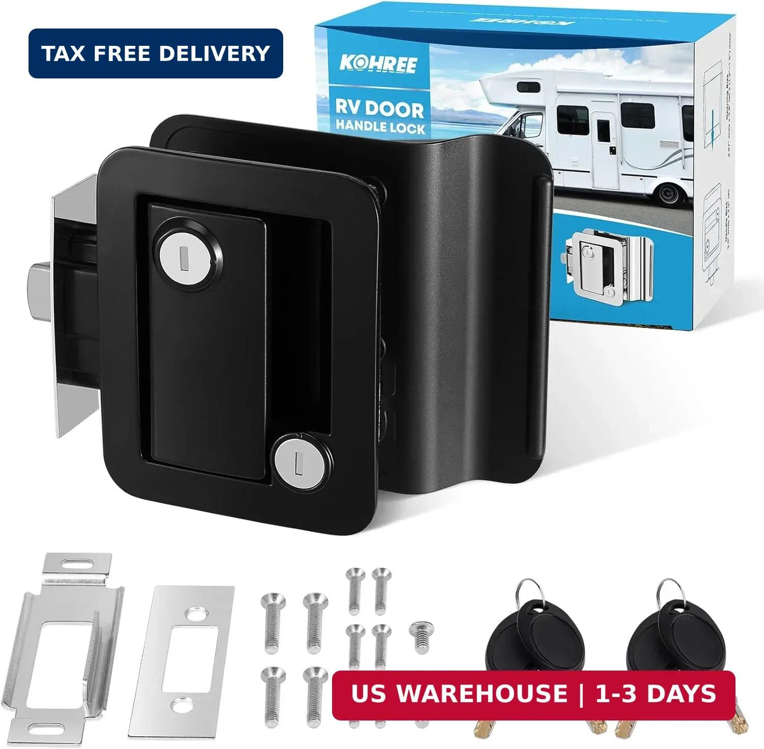 Kohree Upgraded RV Door Lock Replacement with Paddle Deadbolt, 100% Zinc Alloy,